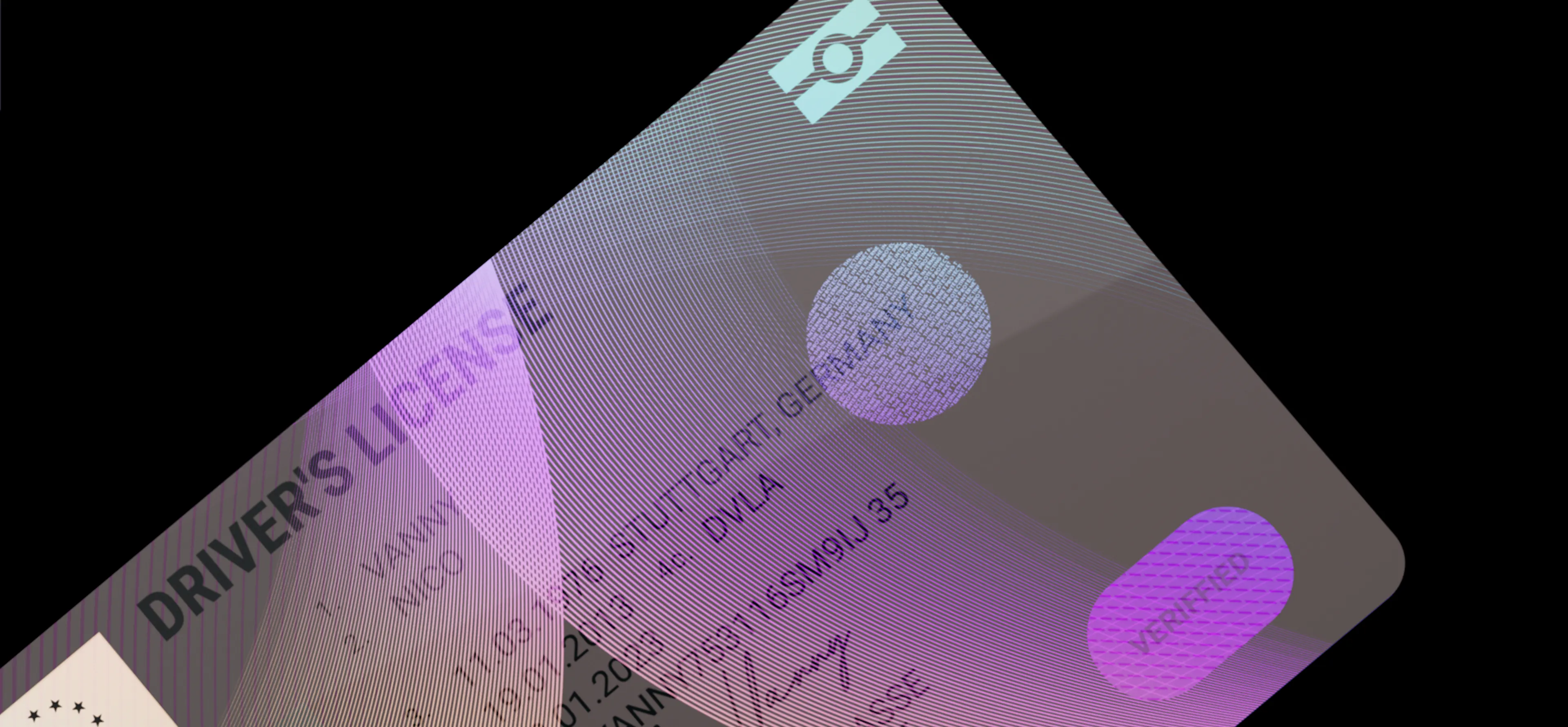 Holographic ID card with guilloche patterns and colour-shifting security features