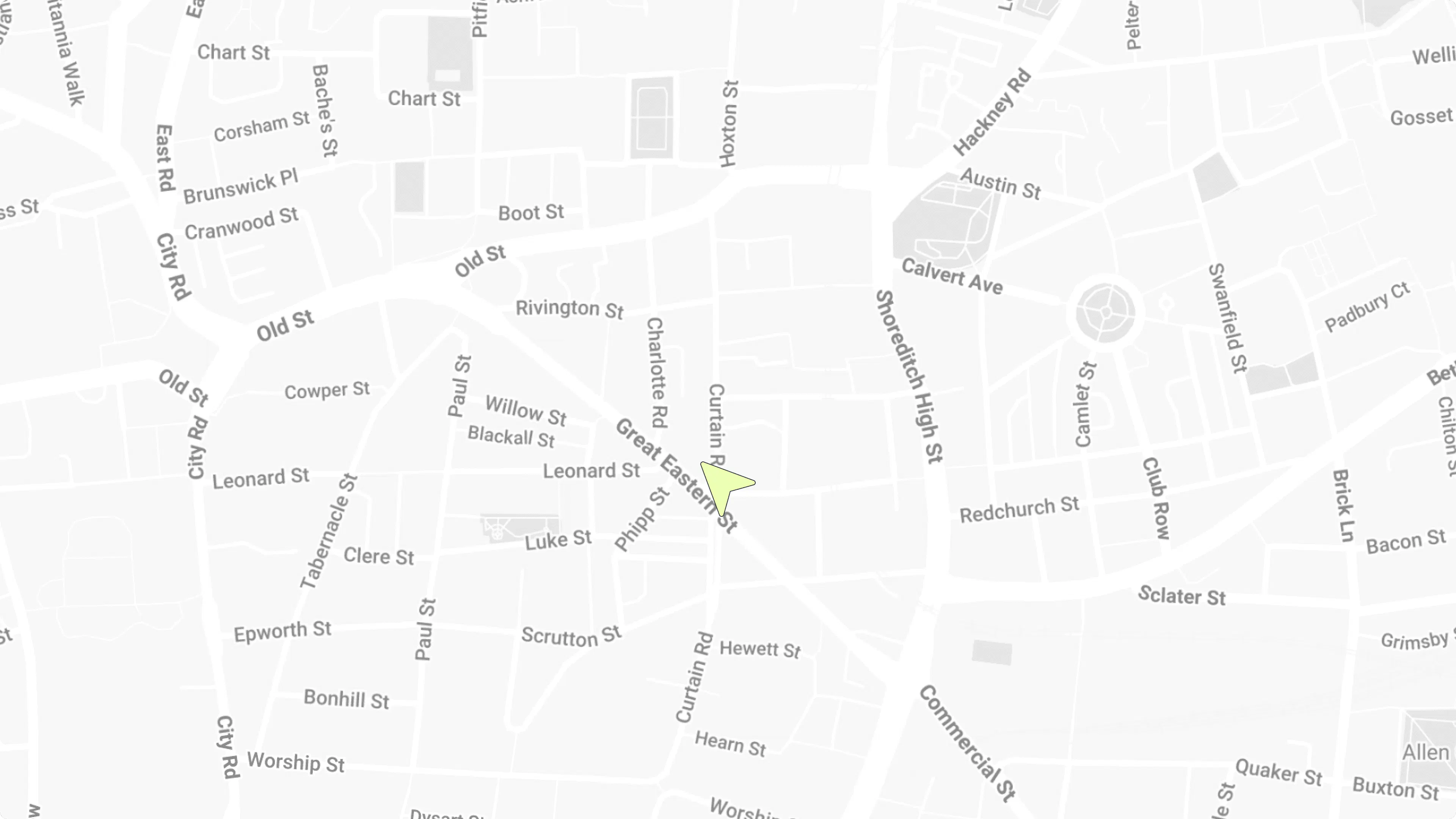 Map showing HOW+HOW's London studio at 40 Great Eastern Street, Shoreditch