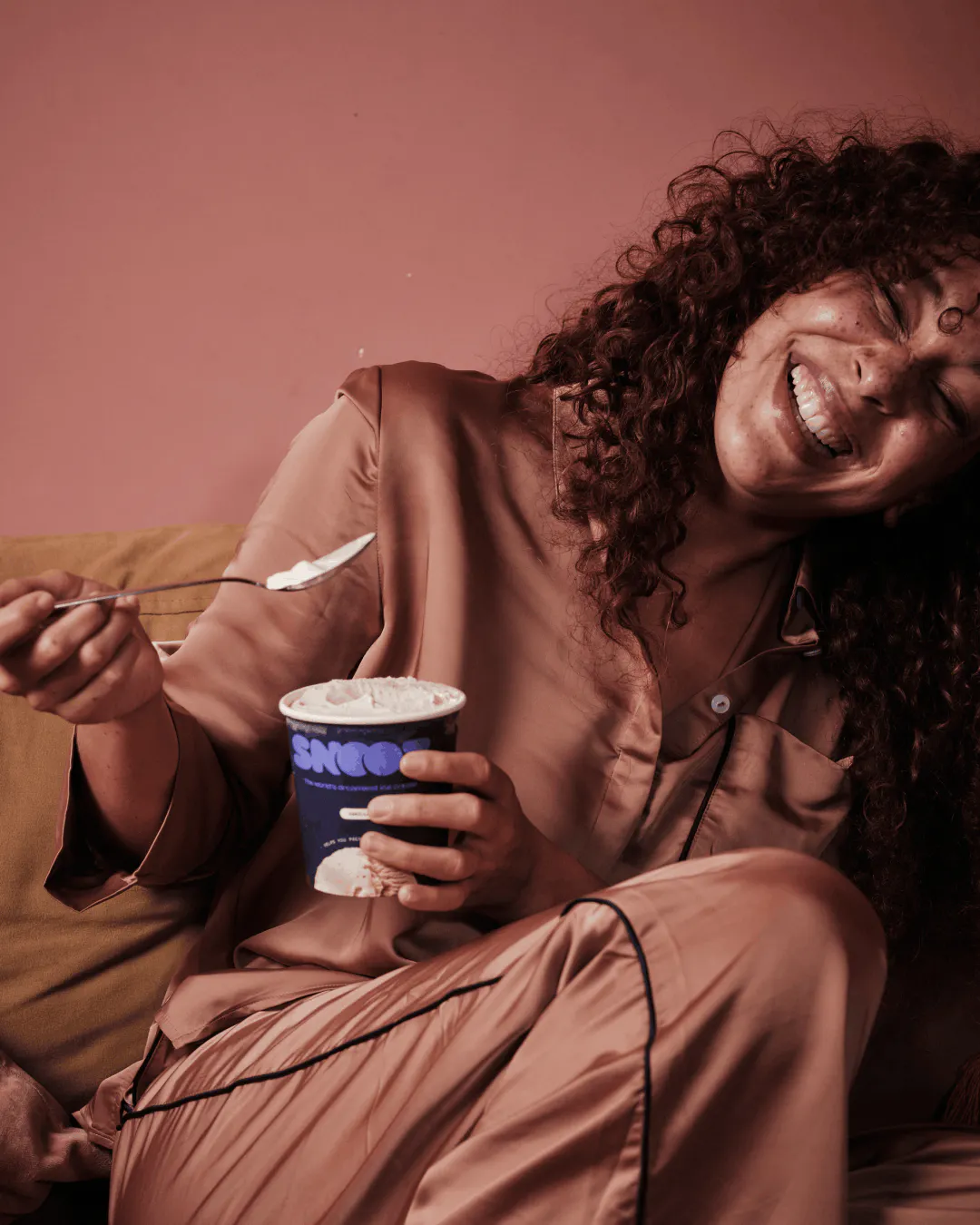 Over-exposed, flash-on Snooz photograph showing the brand's art direction
