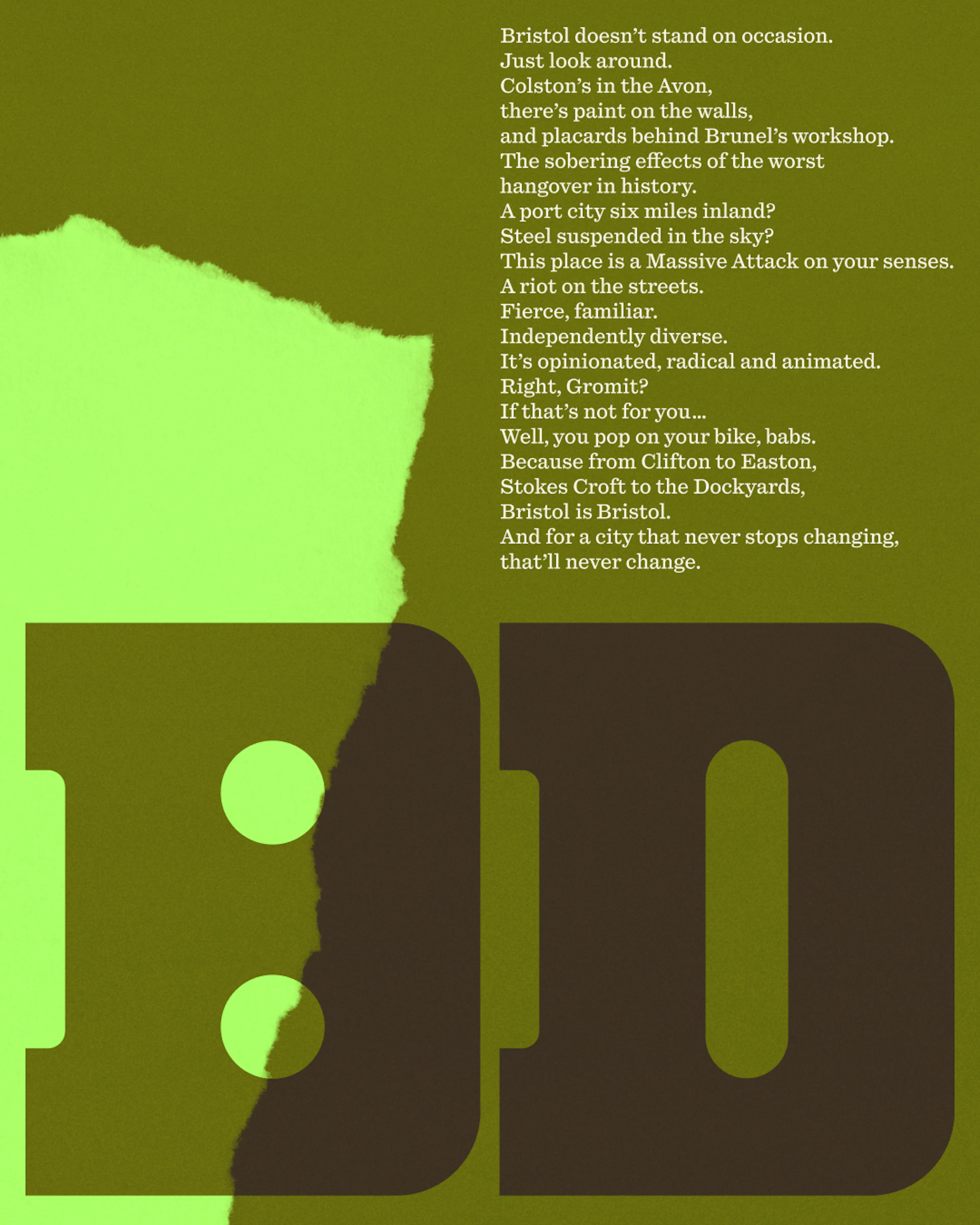 Bristol Dockyards manifesto on olive green background