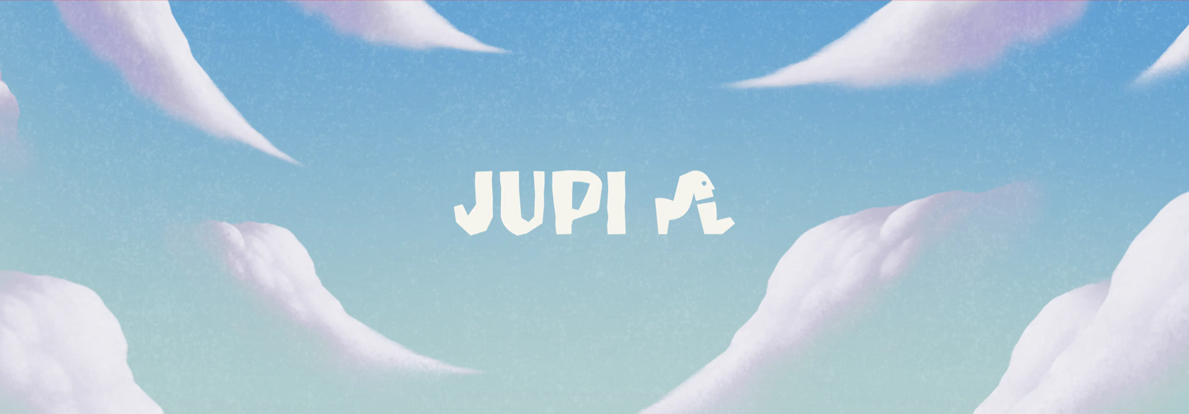 Jupi logo with clouds in white