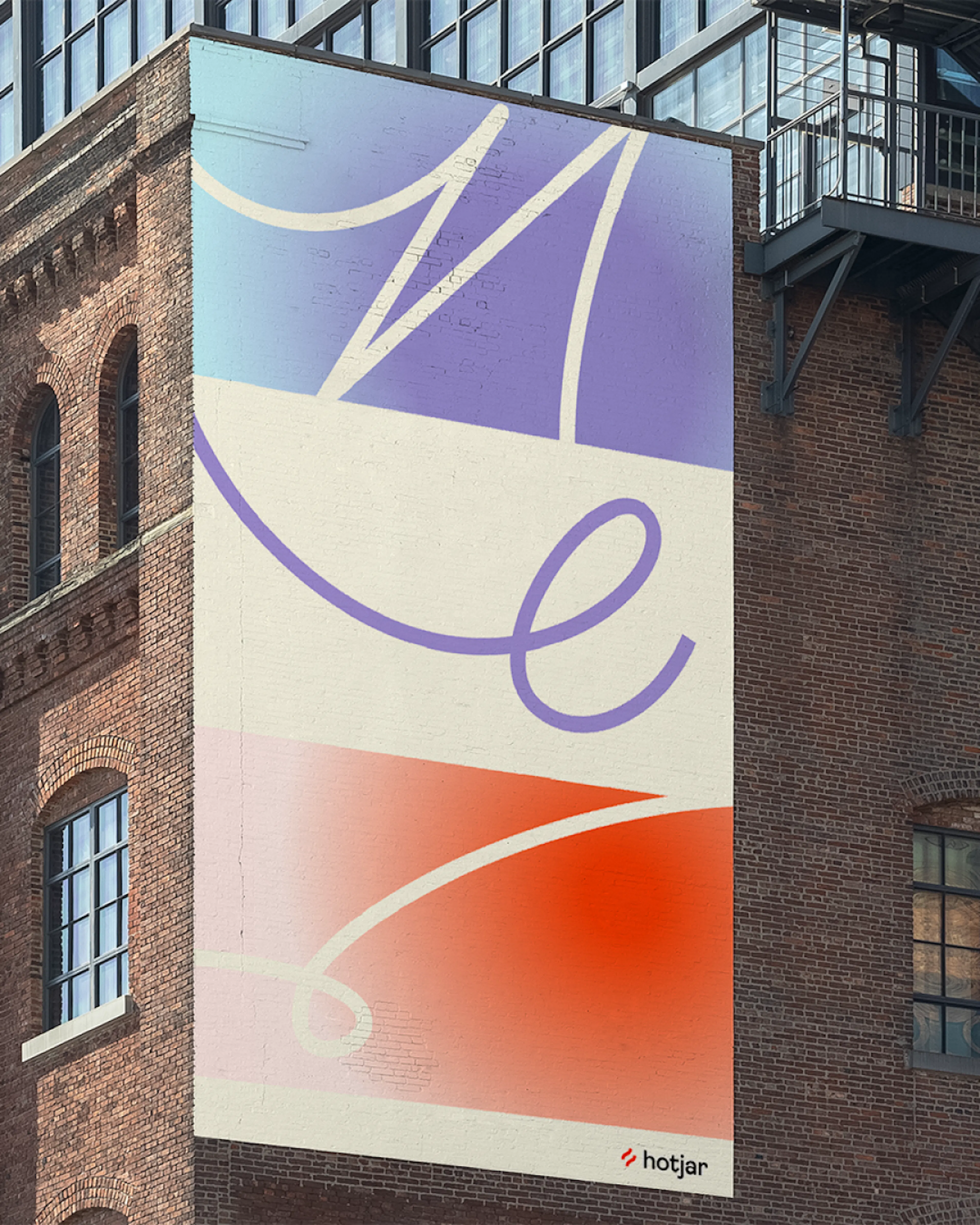 Hotjar billboard using a pastel purple, orange and cream colour palette