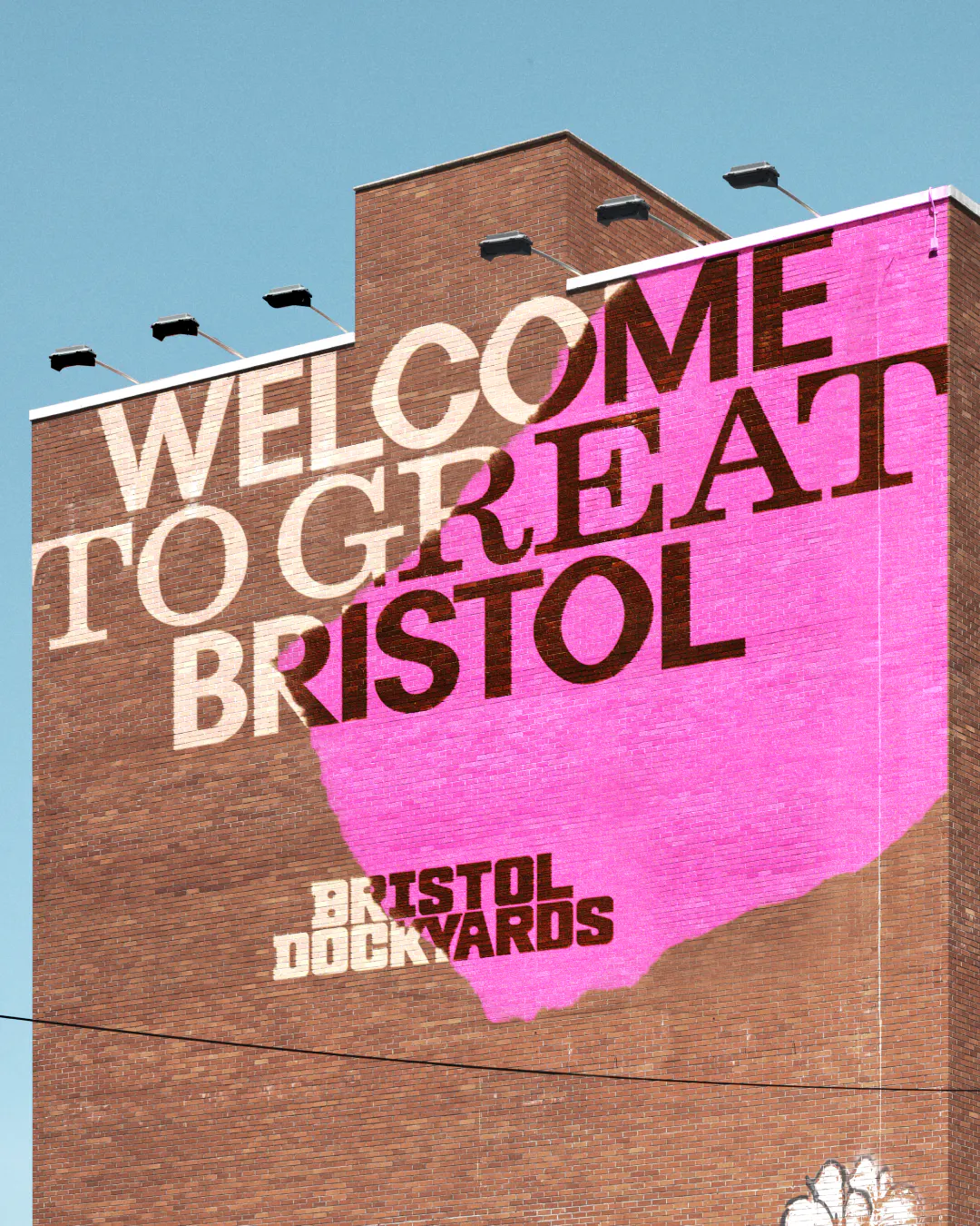 Bristol Dockyards painted mural on the side of a building - Welcome to Great Bristol