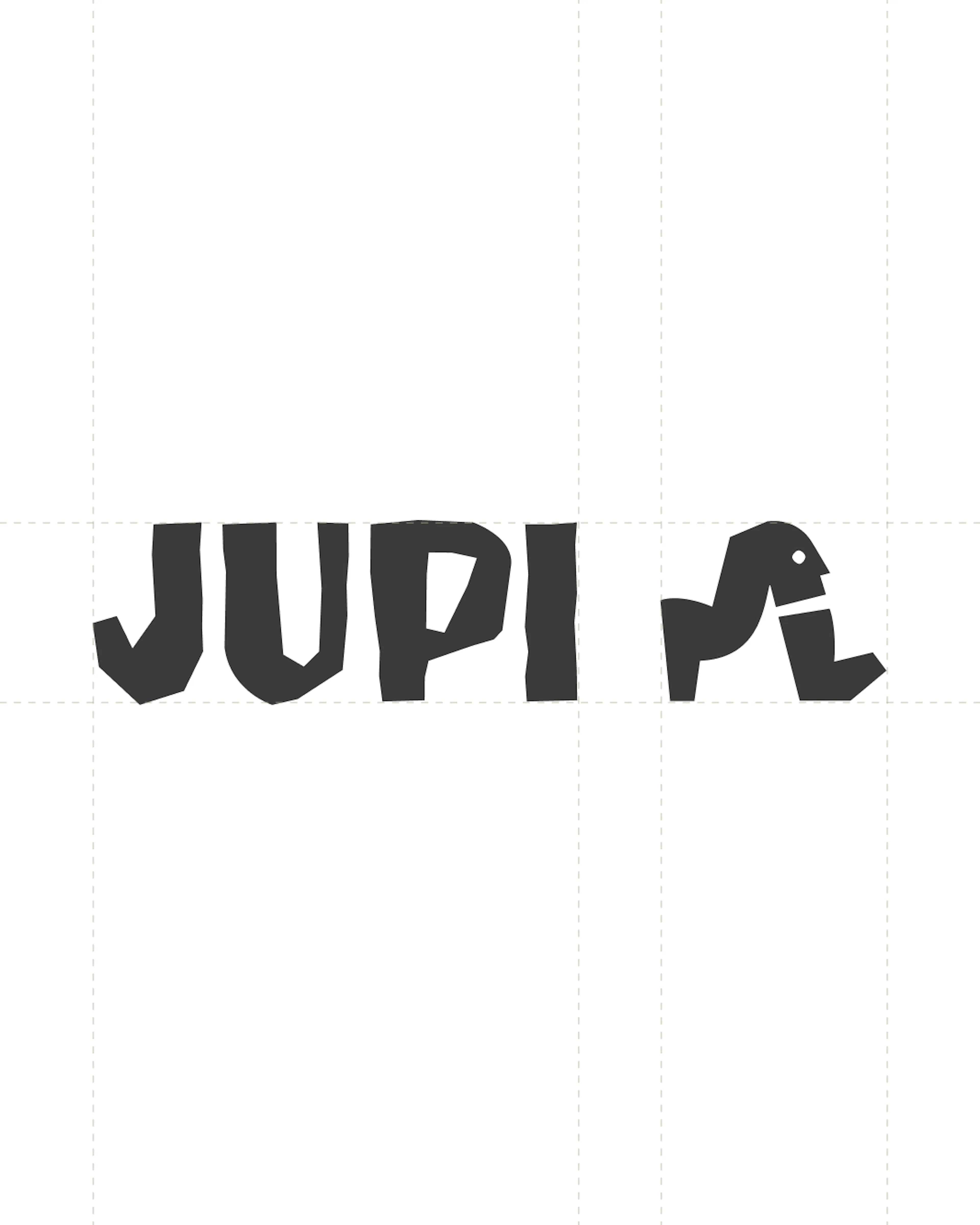 Jupi wordmark and figure logo in black on white