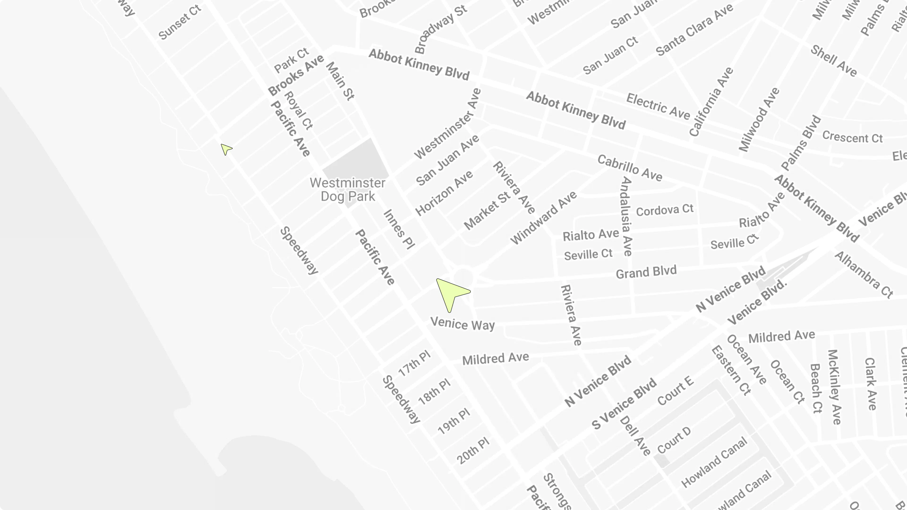 Map showing HOW+HOW's Los Angeles studio at 1601 Main Street, Venice