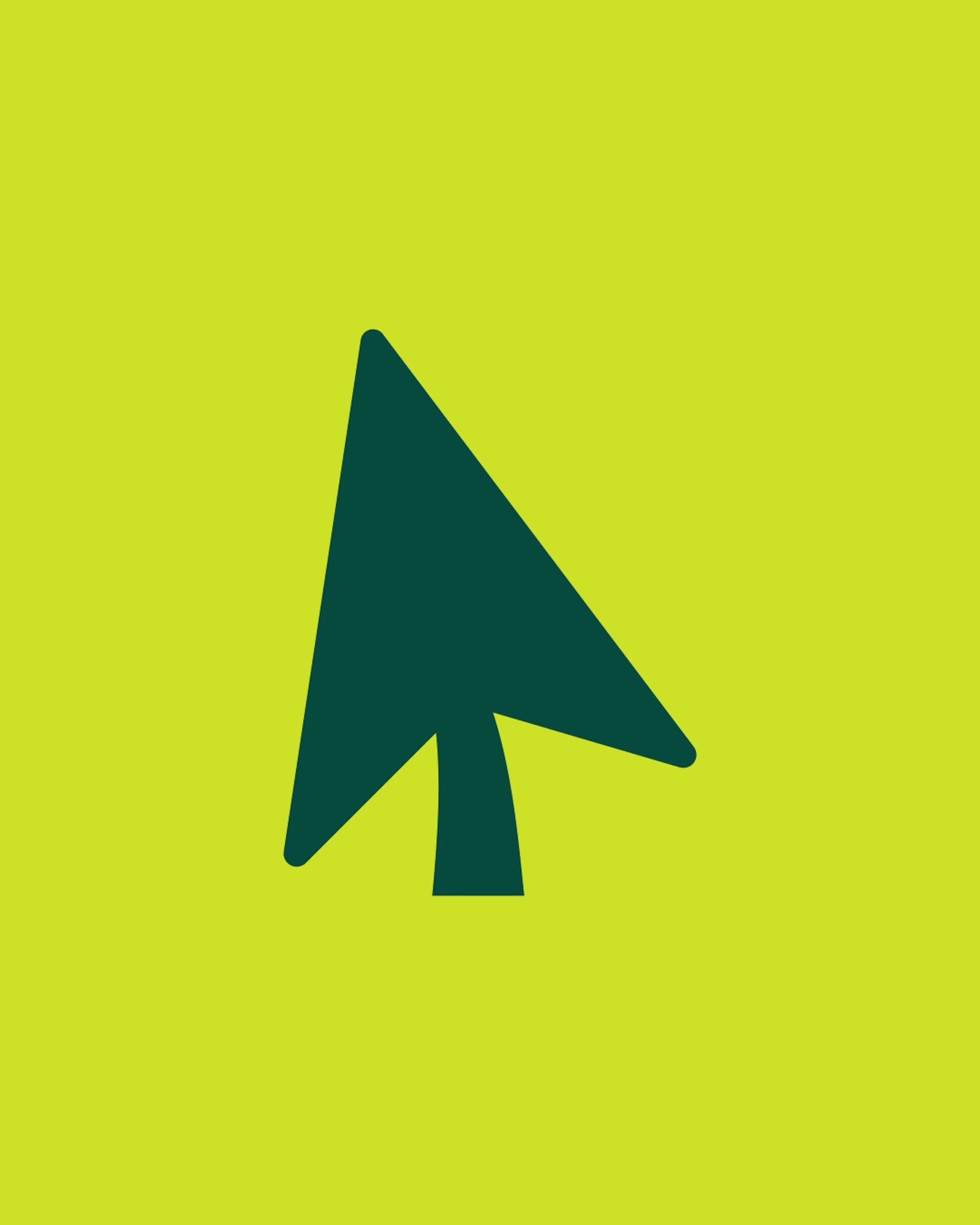 Freetree icon: a dark green cursor arrow whose tail forms a tree trunk, on a lime yellow background.