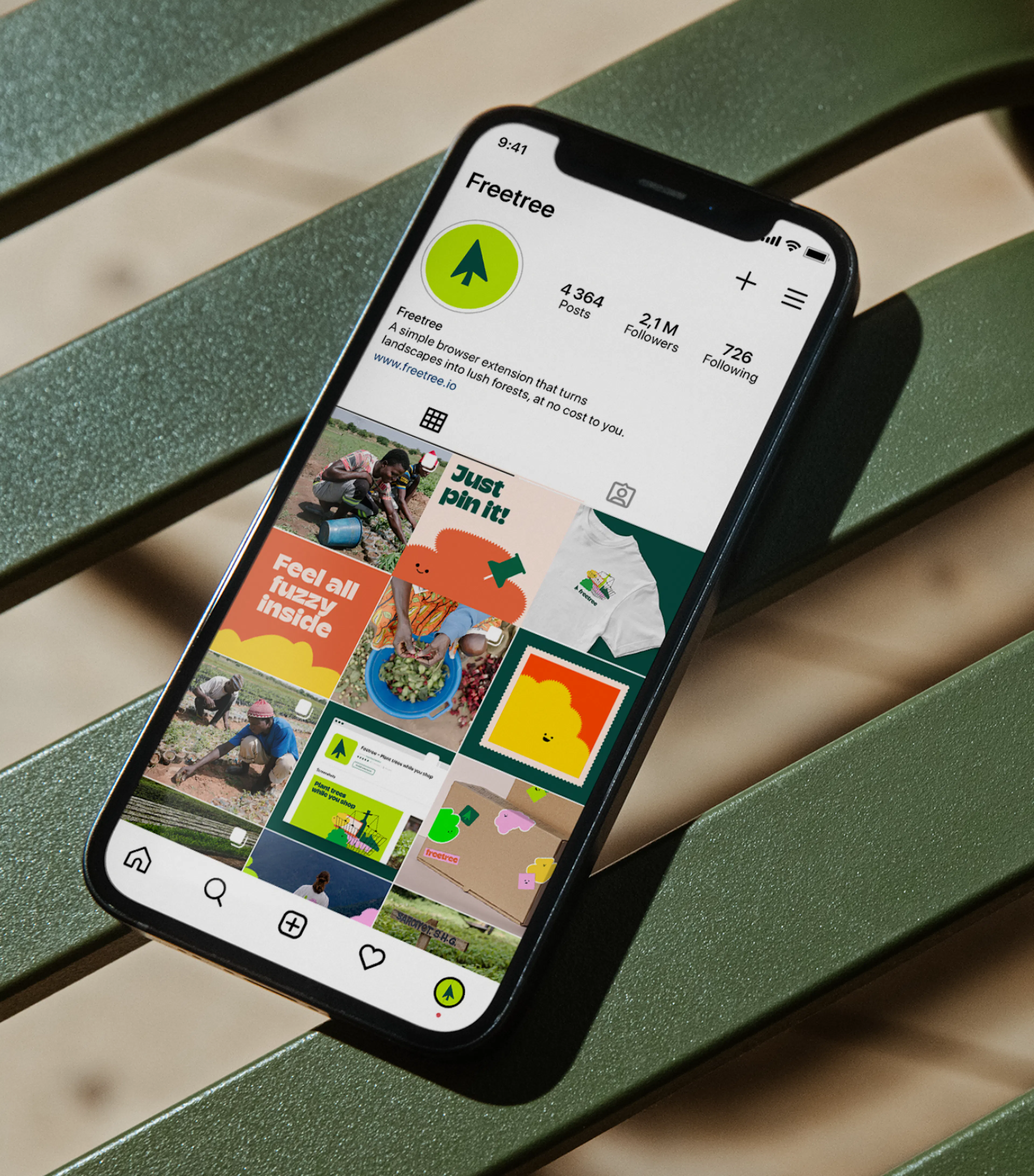Freetree website on a mobile phone
