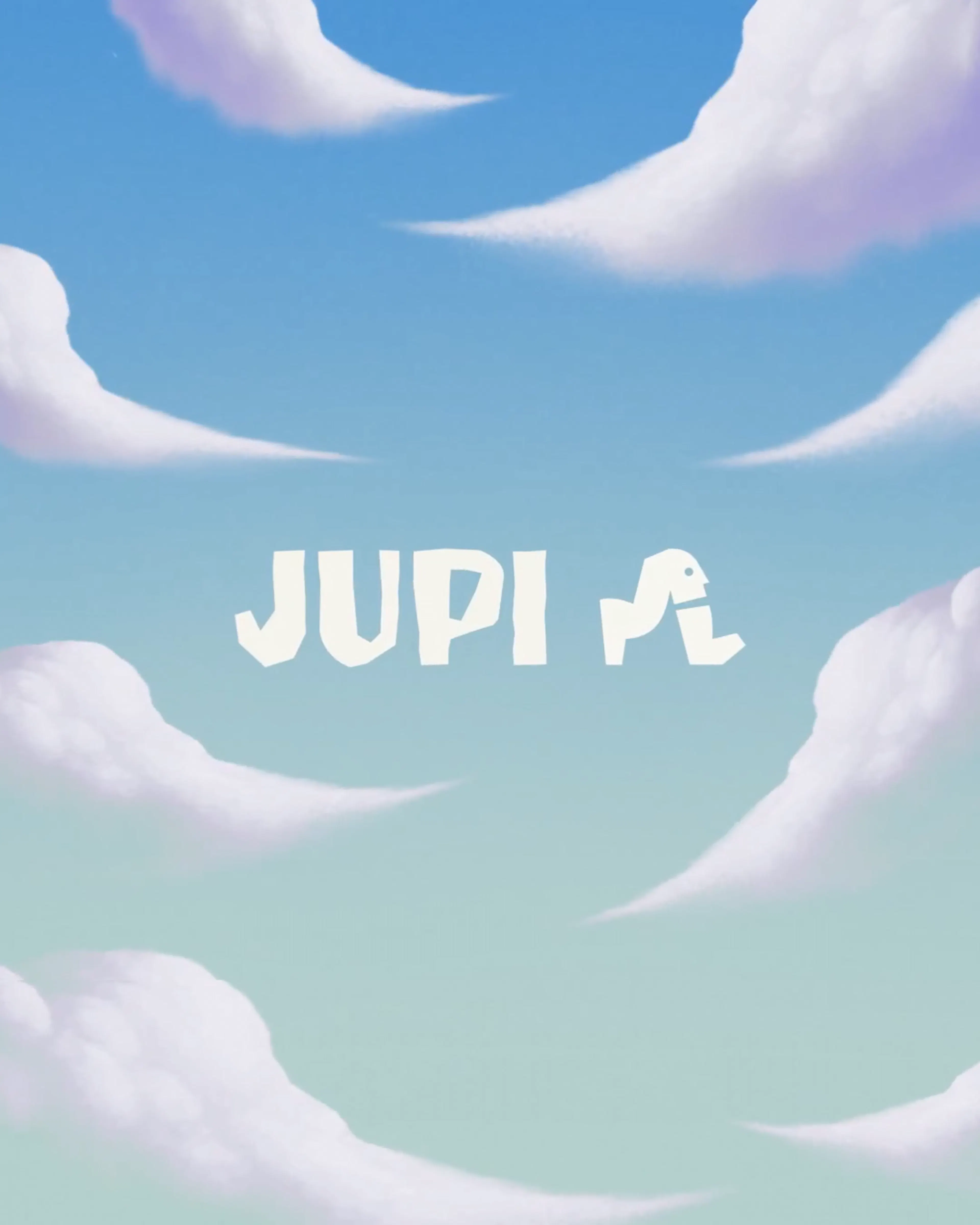 Jupi logo with clouds in white