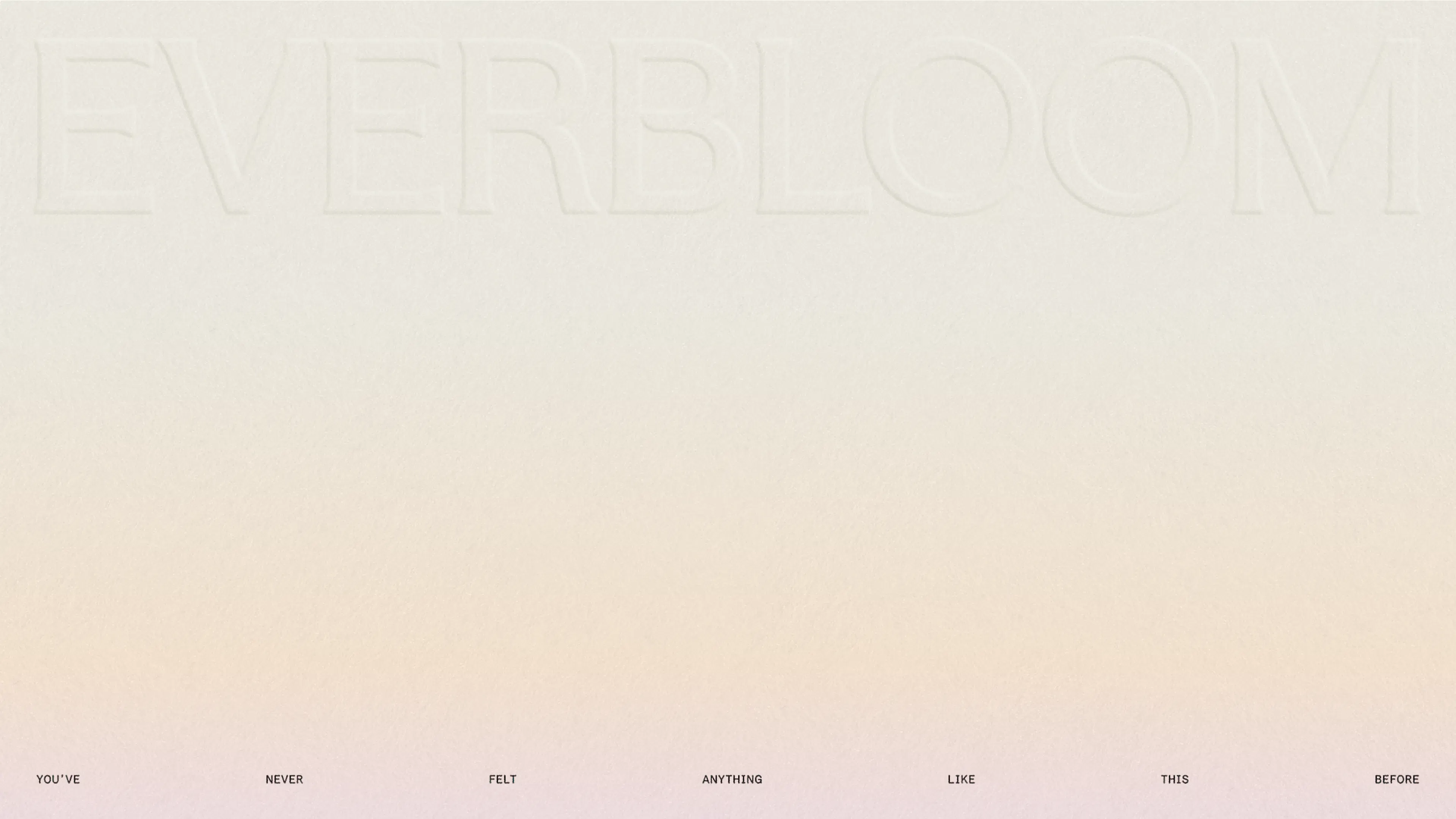 Everbloom wordmark embossed into soft cream paper