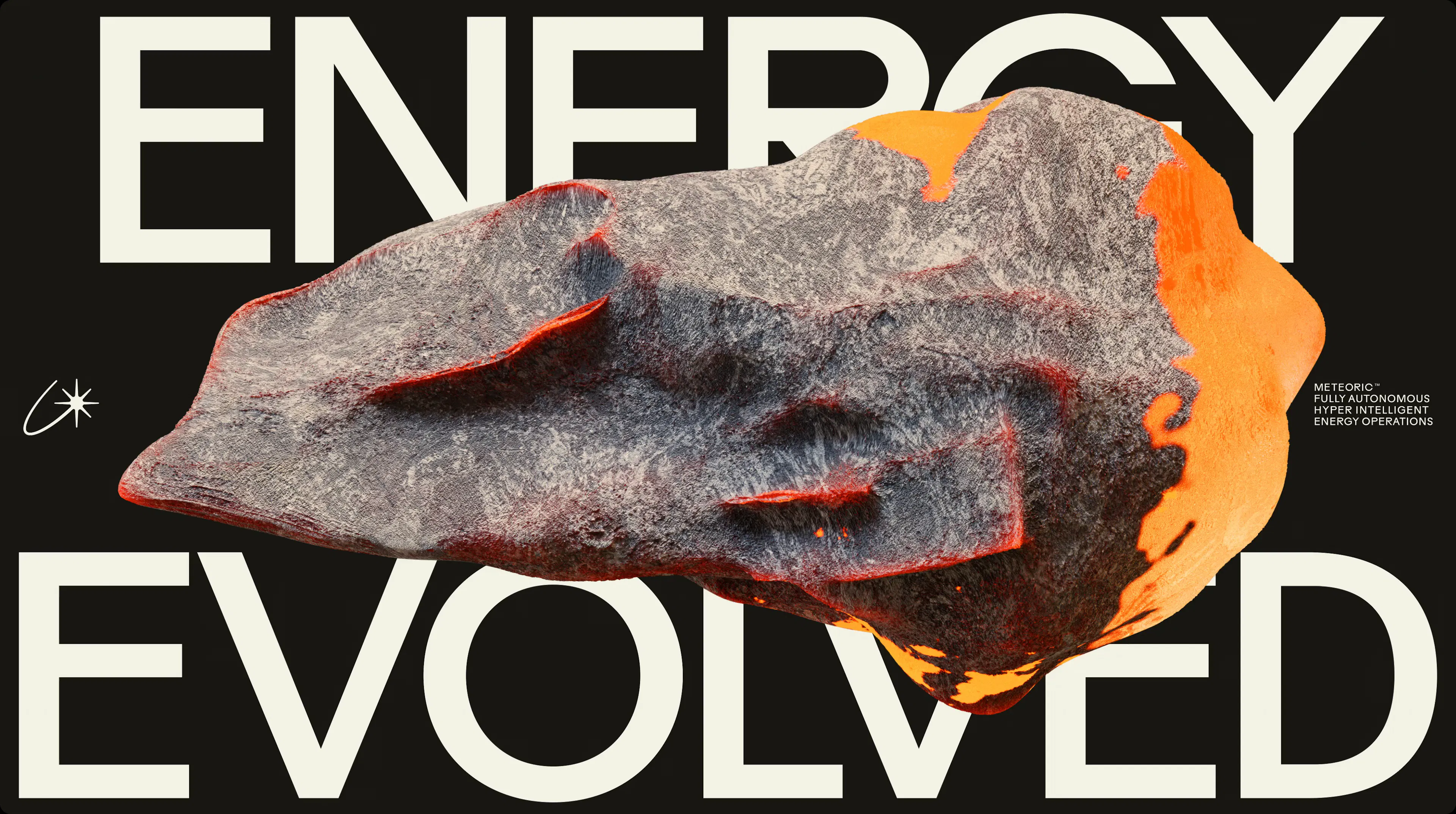 METEORIC brand identity by HOW+HOW, with the logo and 3D meteor