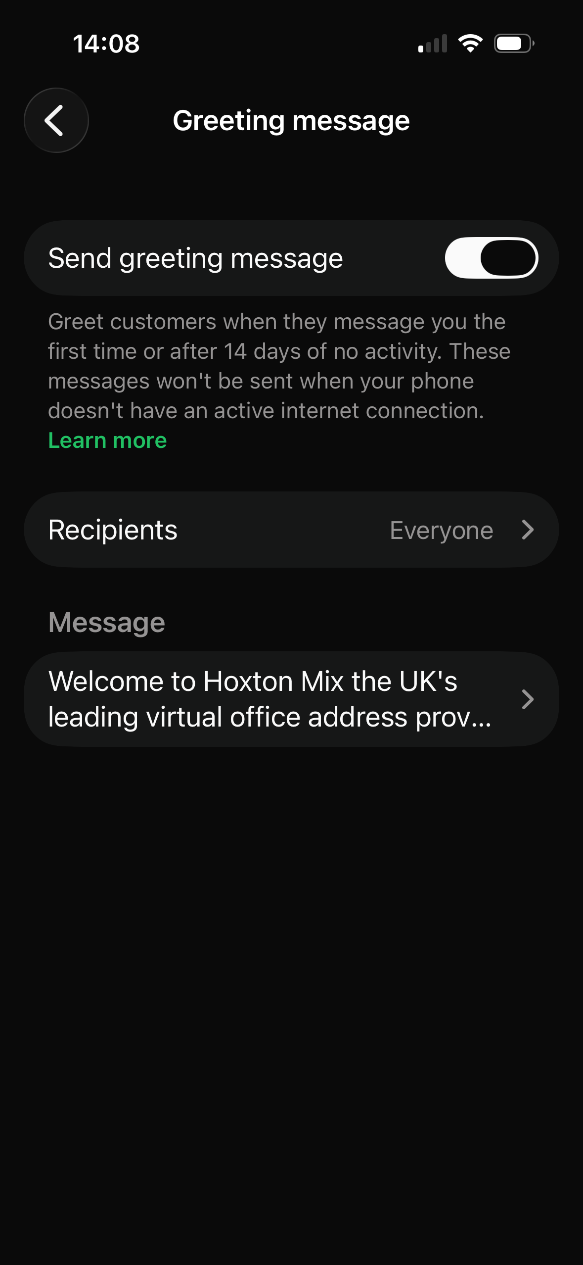 WhatsApp Automated Greeting