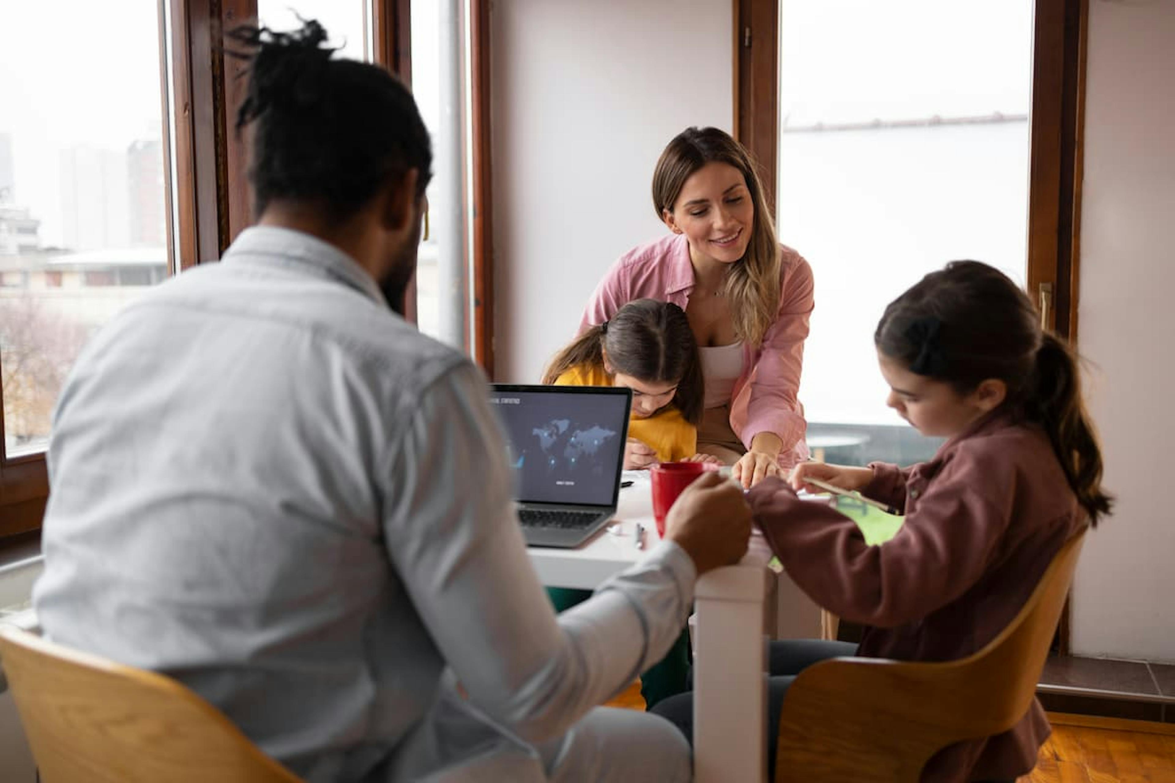Parents working and spending time with kids, a great example for ideas on how to celebrate Parents Day at work.