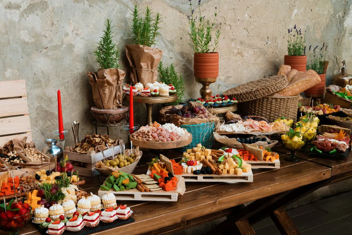 Buffet setup showcasing the benefits of buffet-style catering for corporate events with diverse meal options.