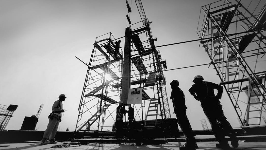 Workers in construction site