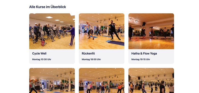 Der Kursplan des Top Sport Center