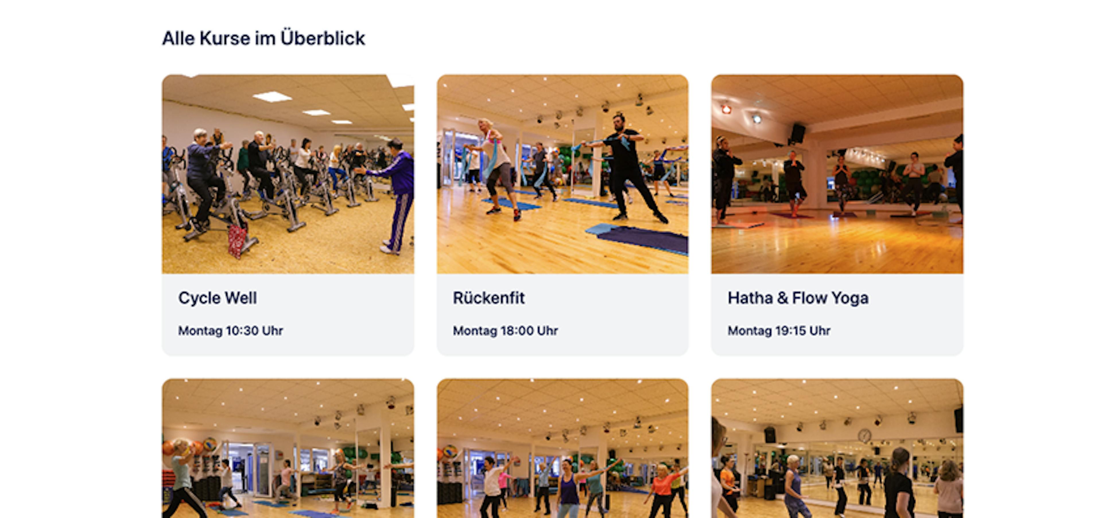 Der Kursplan des Top Sport Center