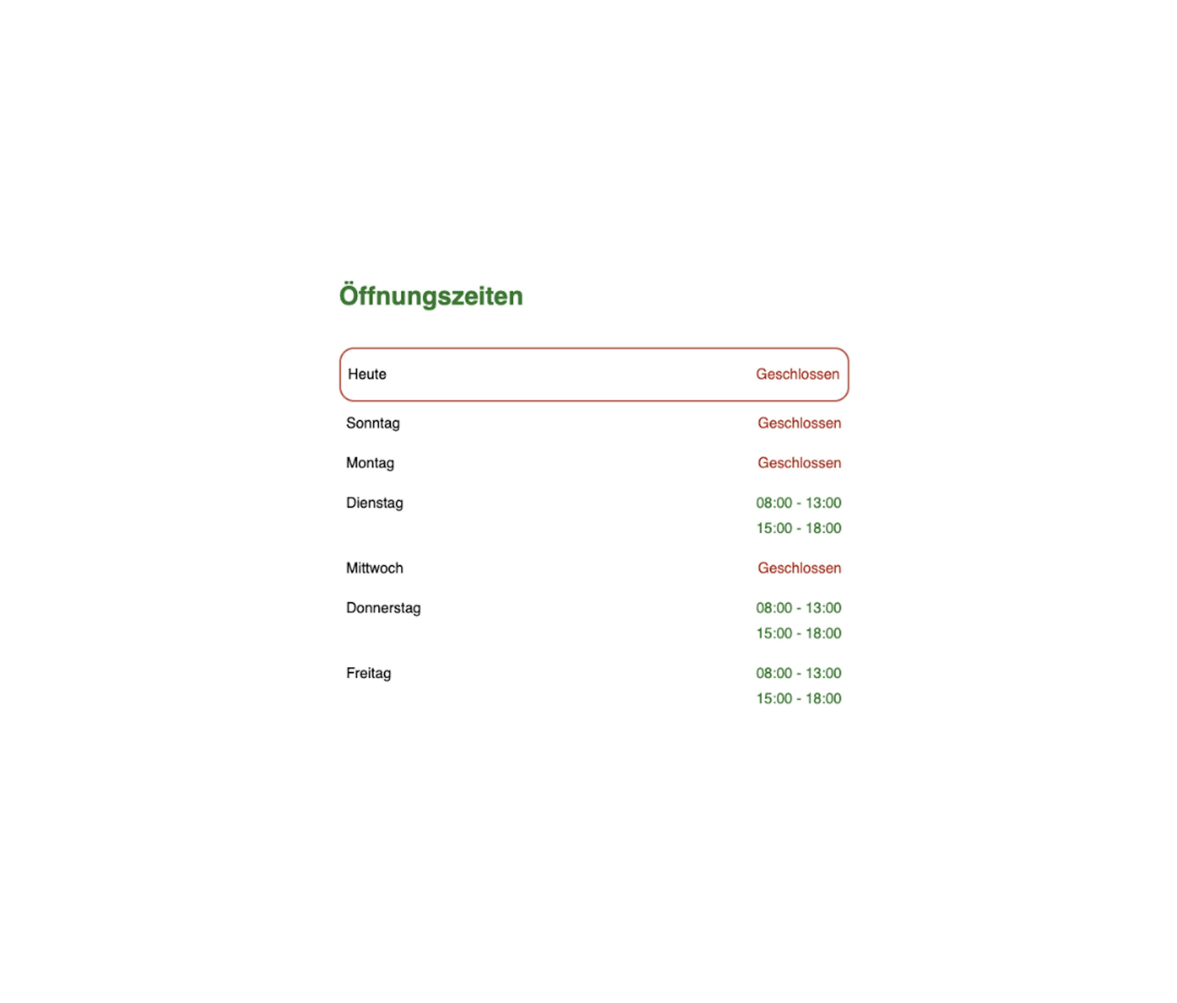 Öffnungszeiten