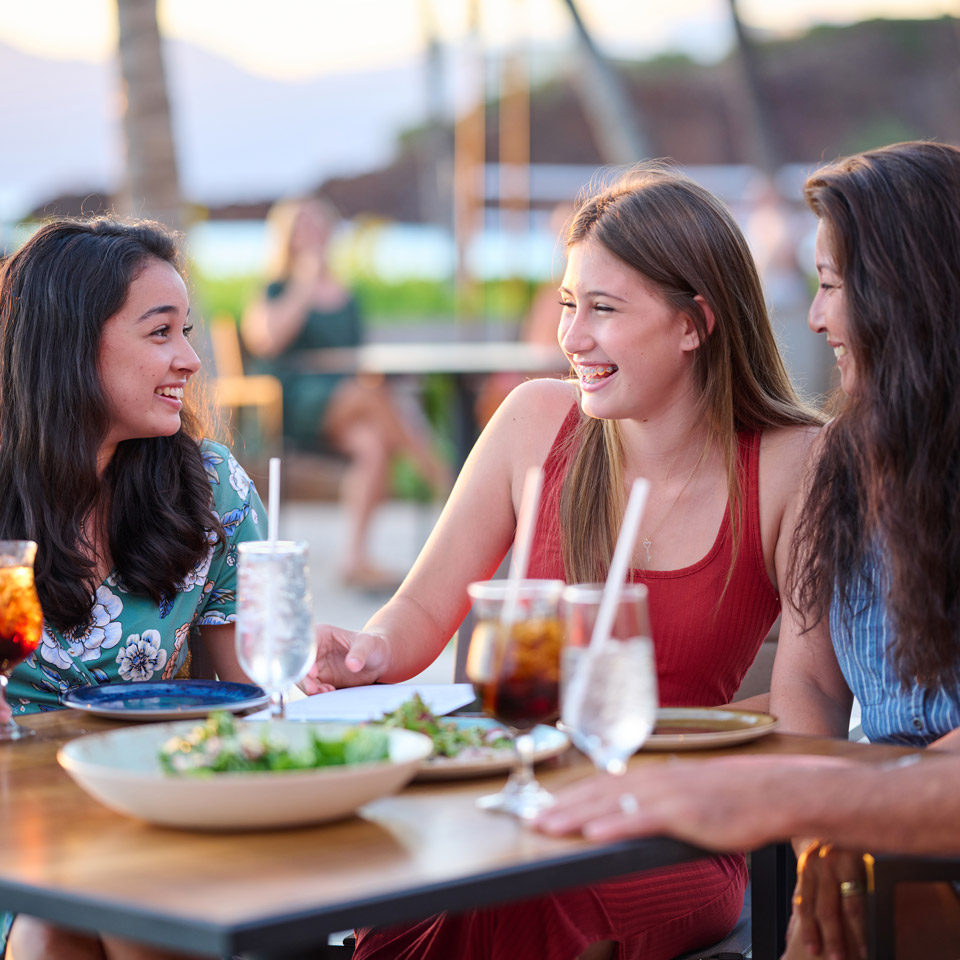 Family enjoying evening meal