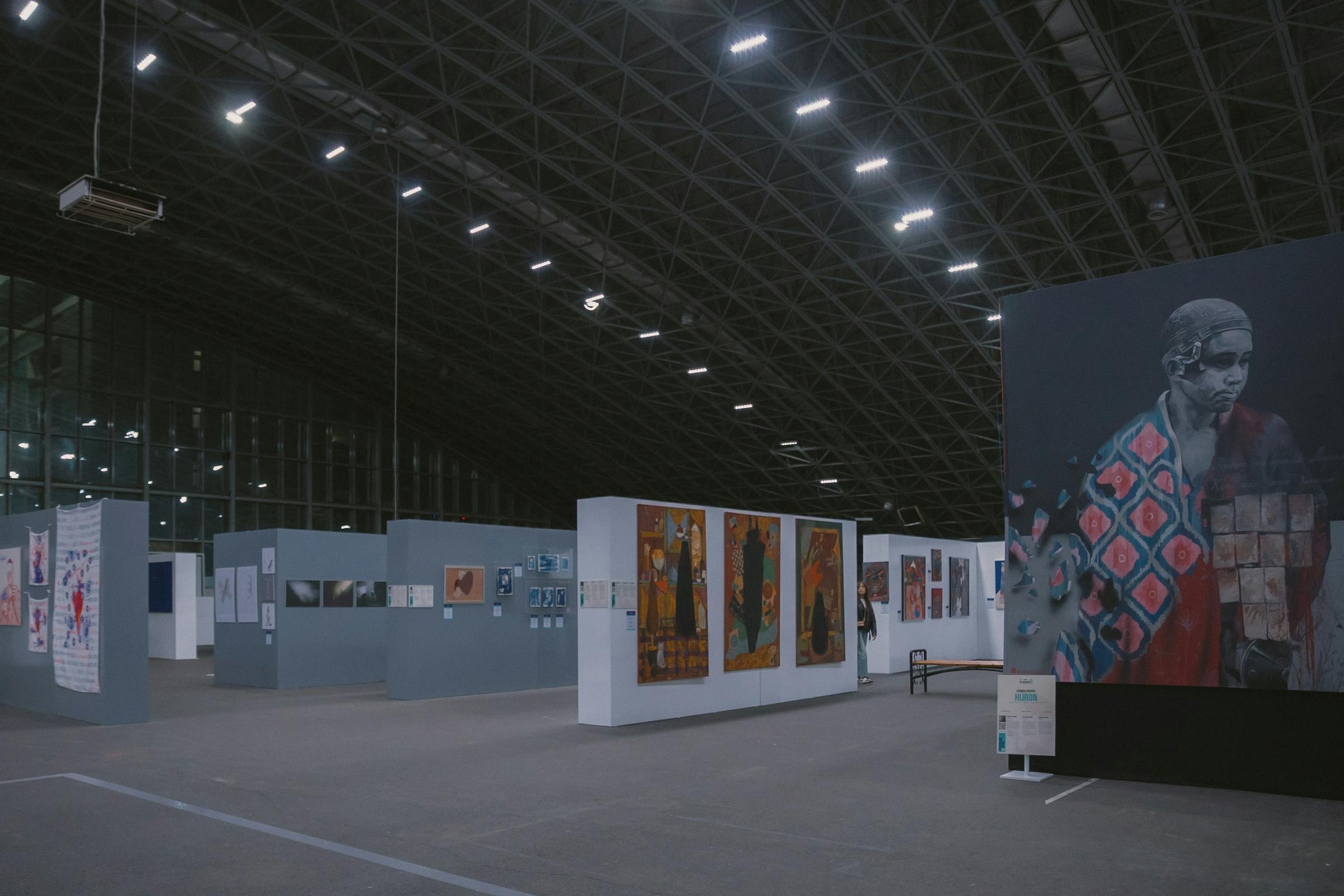 Art gallery under stadium lights