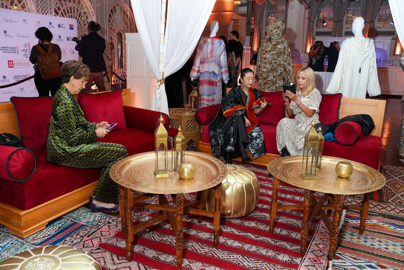 Guests in a tent enjoy a buffet menu of Moroccan flood in created by Master Chef David Fhima from Casablanca