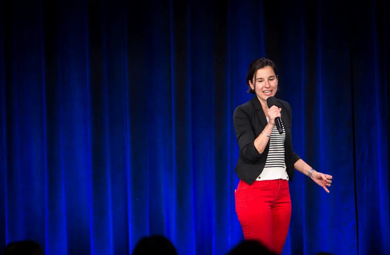 woman with microphone-mobile