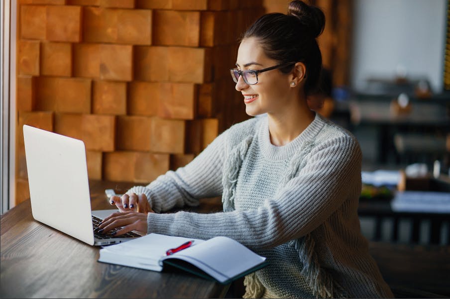 woman on computer