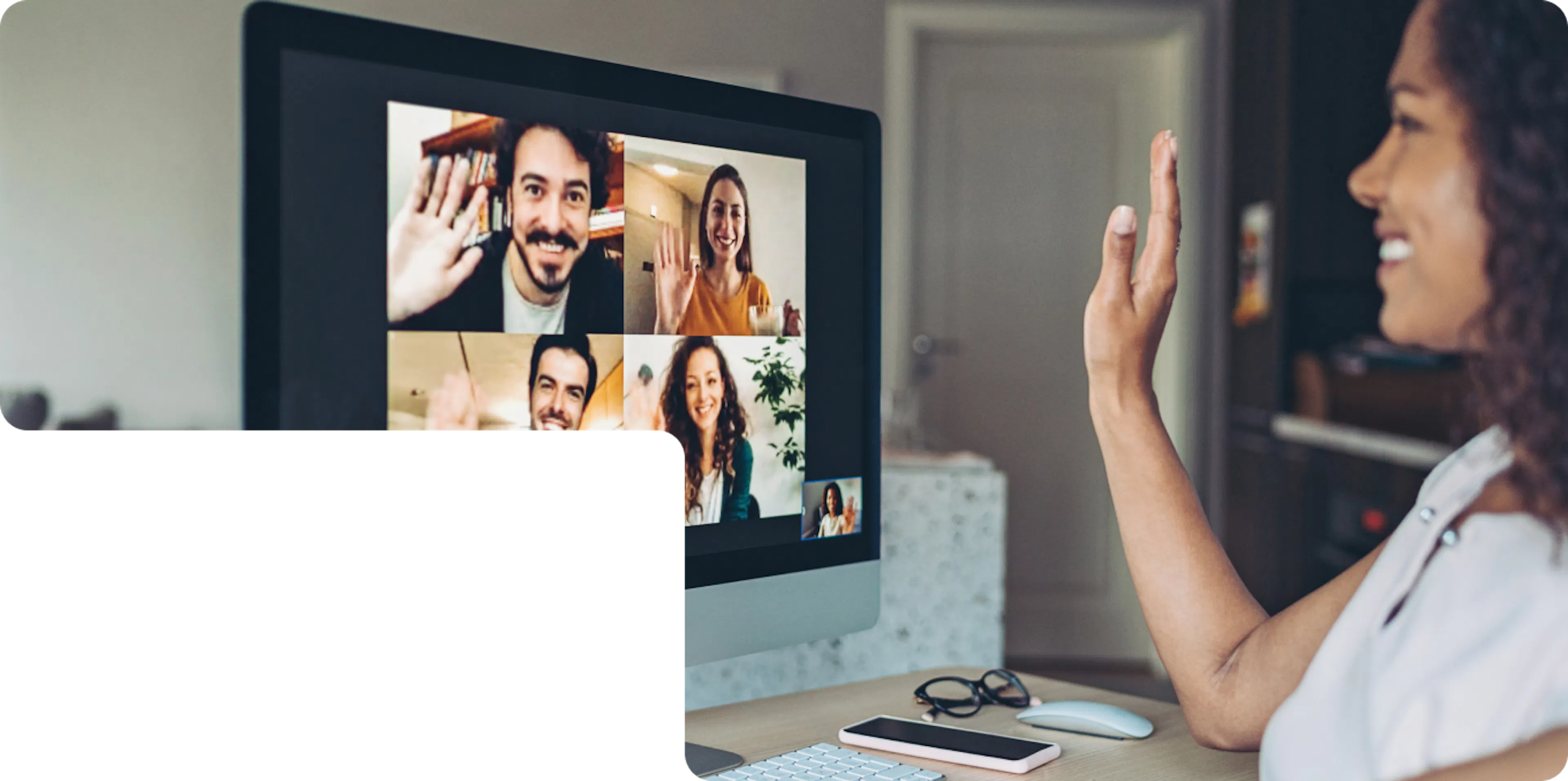 Woman smiling on an online meeting