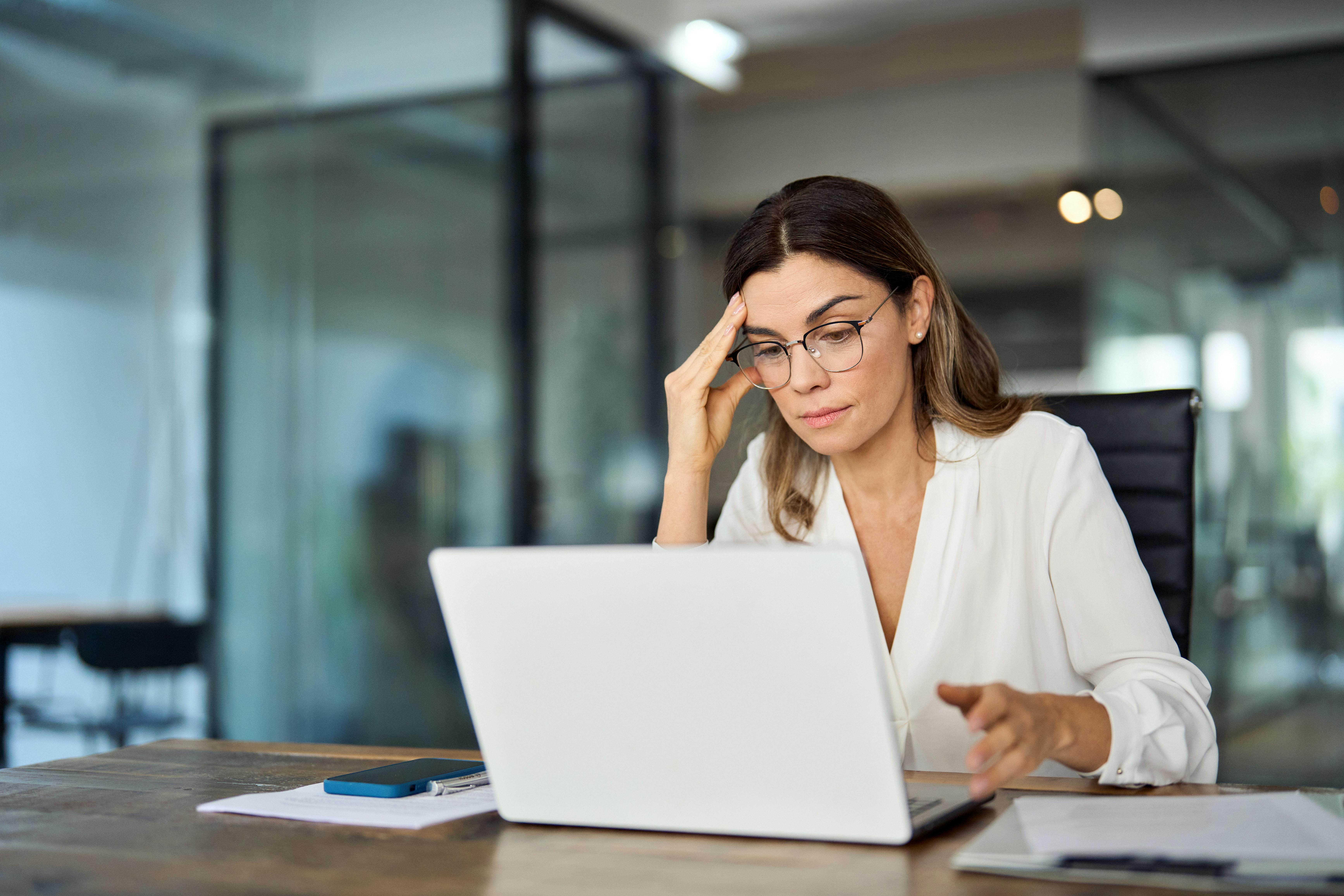 Woman looking at computer