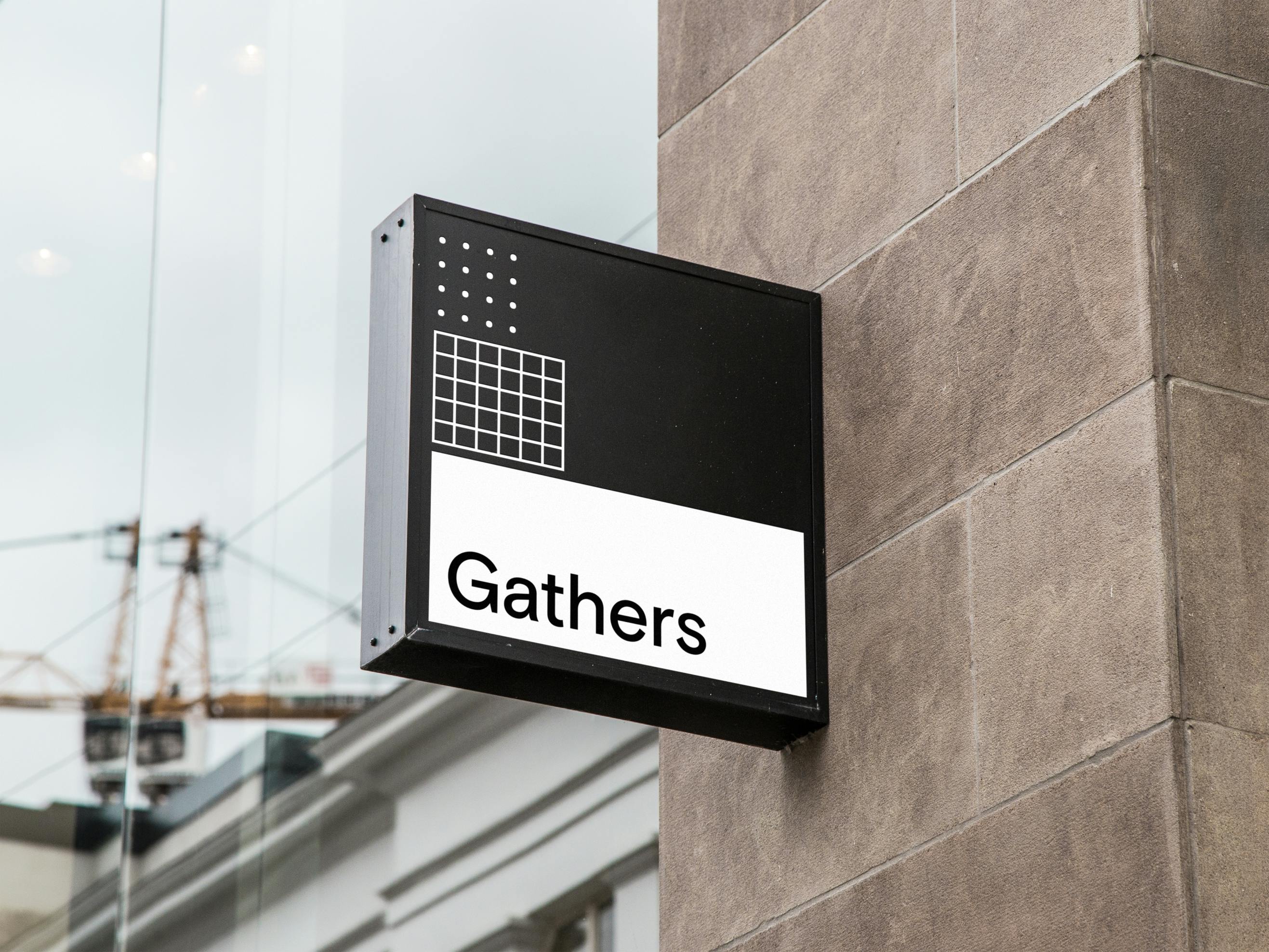 A photo of a restaurant sign labeled "Gathers"