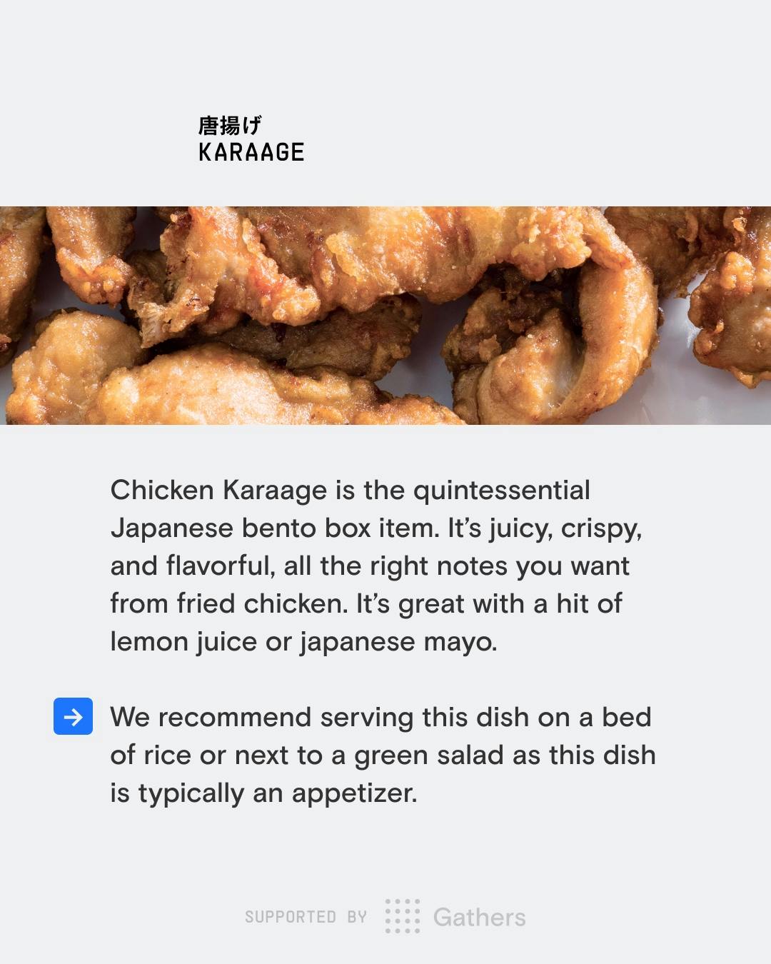 An explaination of what Karaage is– fried chicken