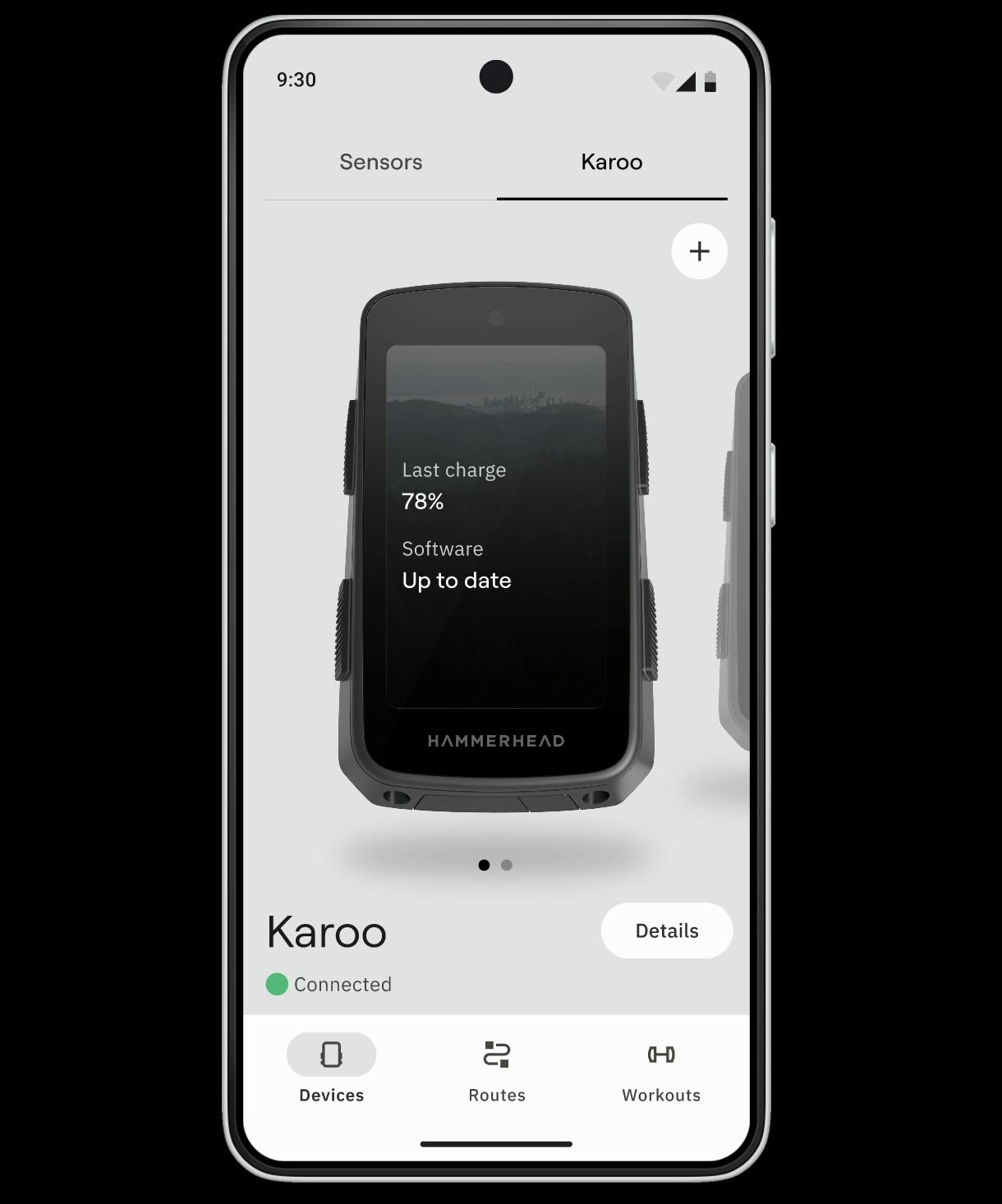 The companion app home page on Android