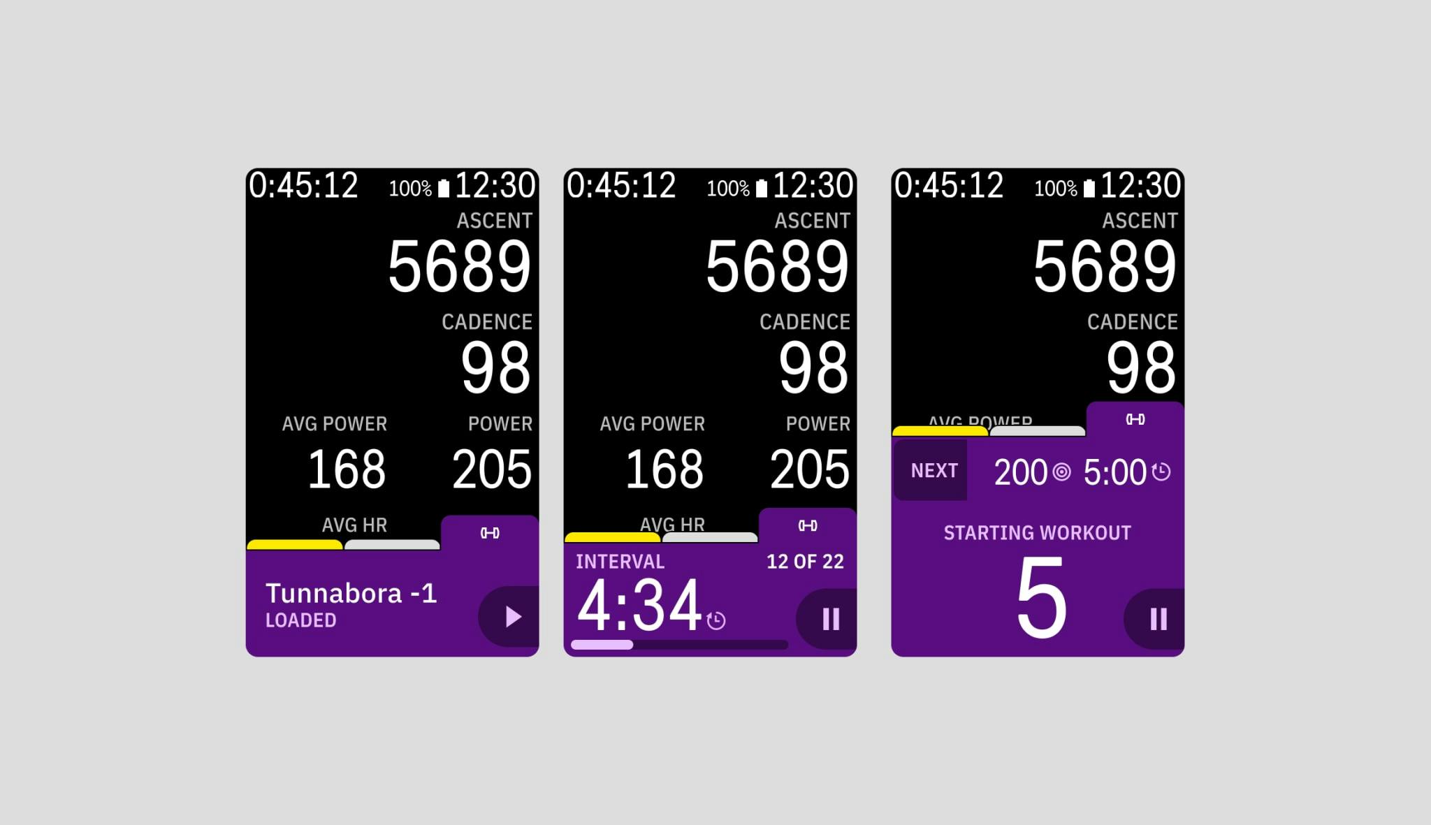 Karoo workout drawer UI elements