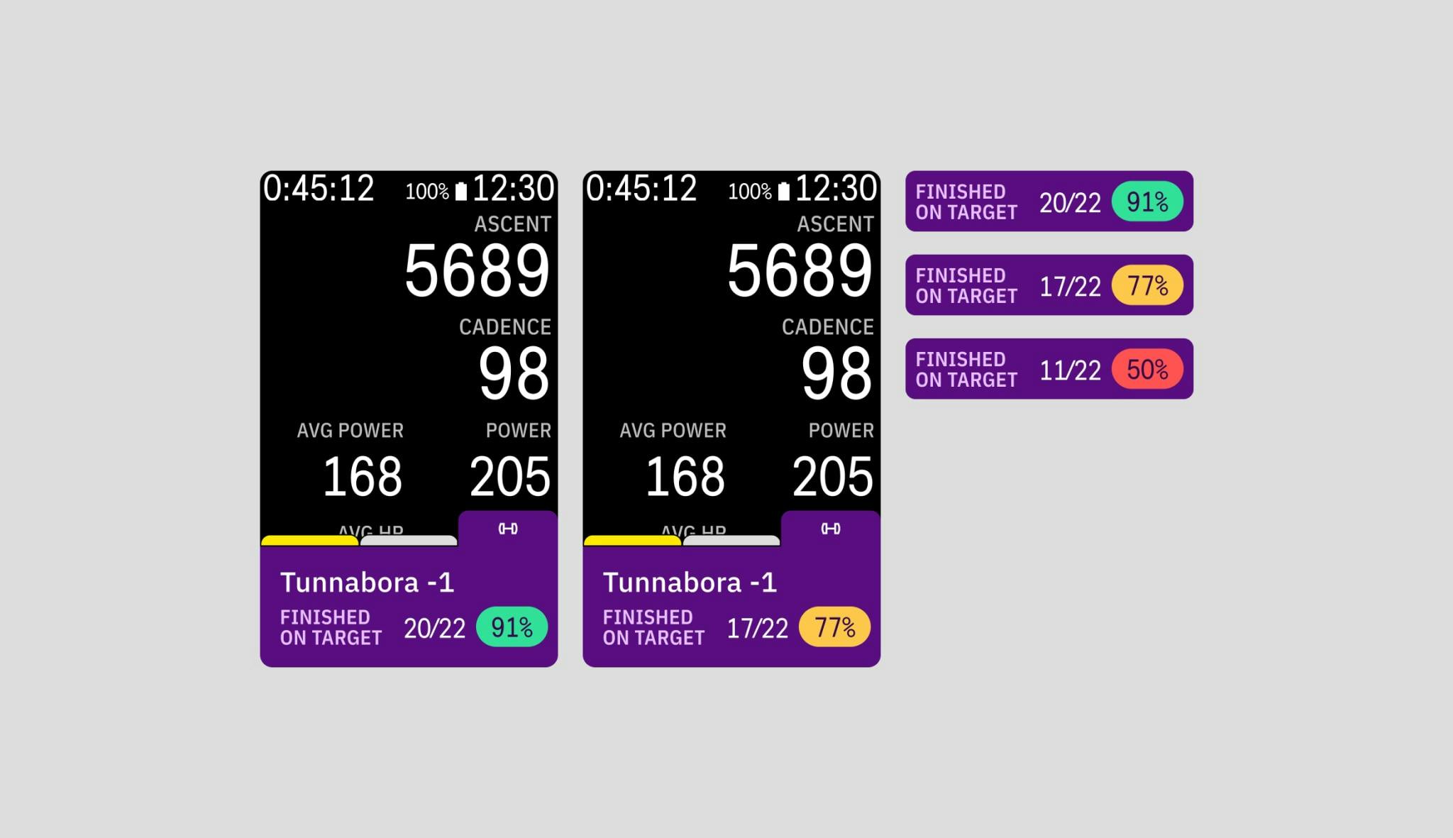 Karoo workout drawer UI elements