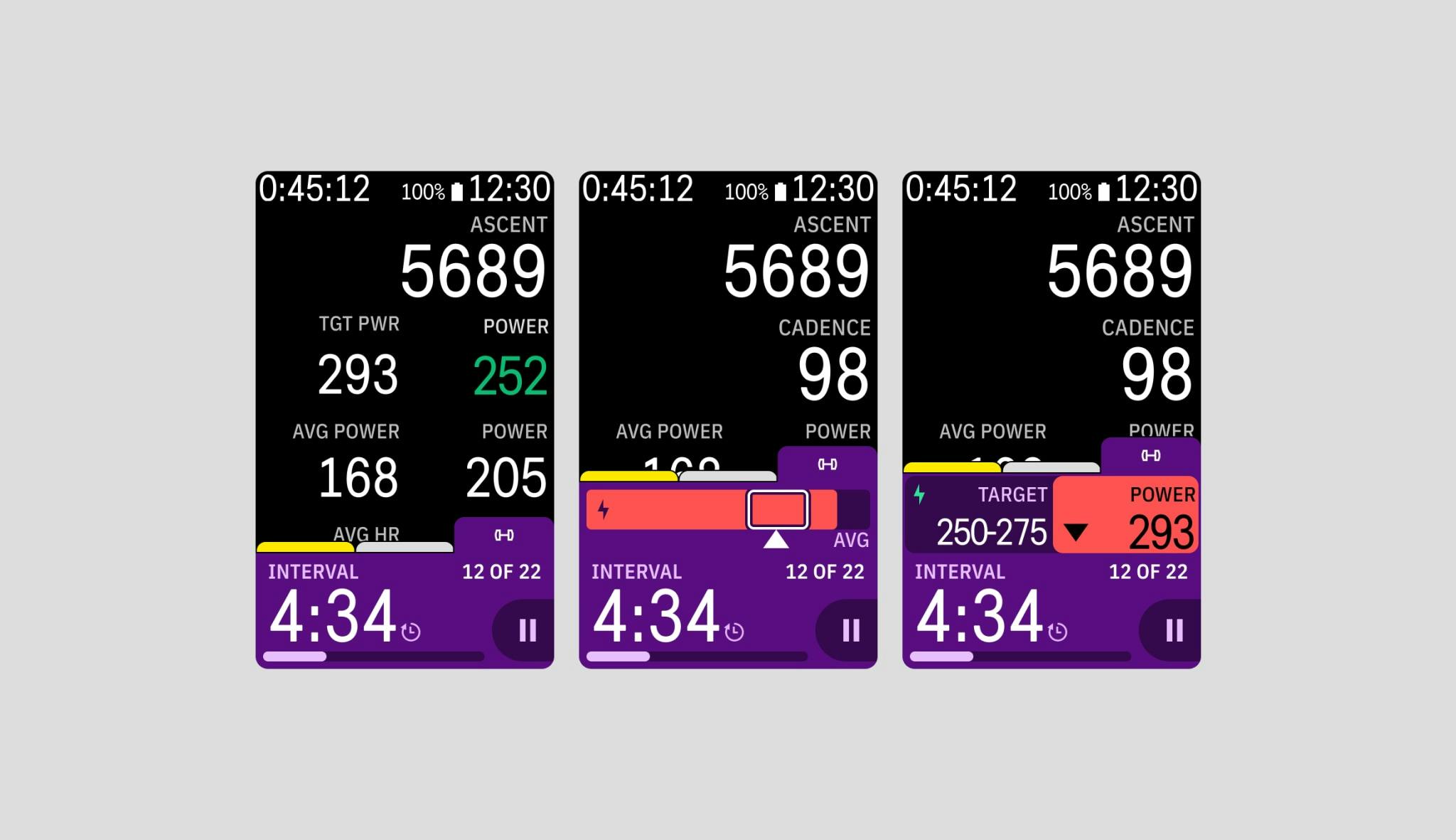 Karoo workout drawer UI elements