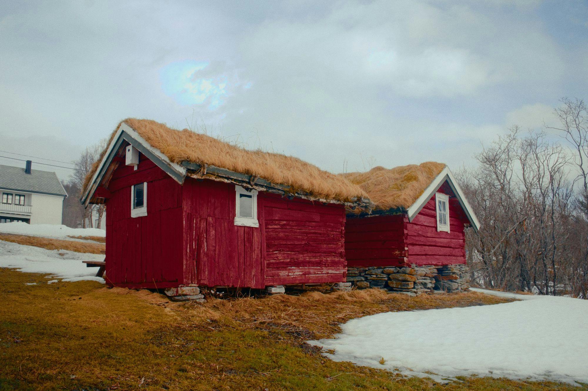 A traditional red Norweigan farmhouse
