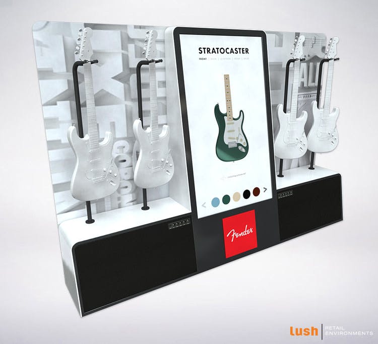 A render of a Fender guitar display