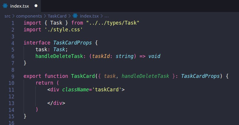 TaskCard file with component structure