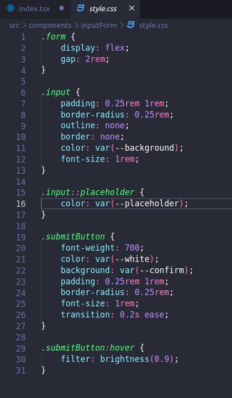 InputForm stylesheet file