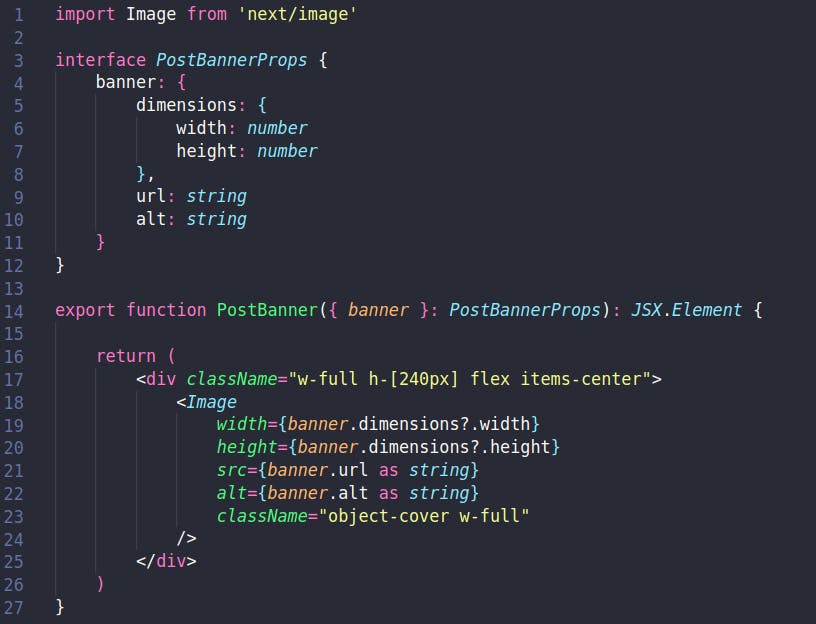 Blog's PostCardBanner Component ScreenShot