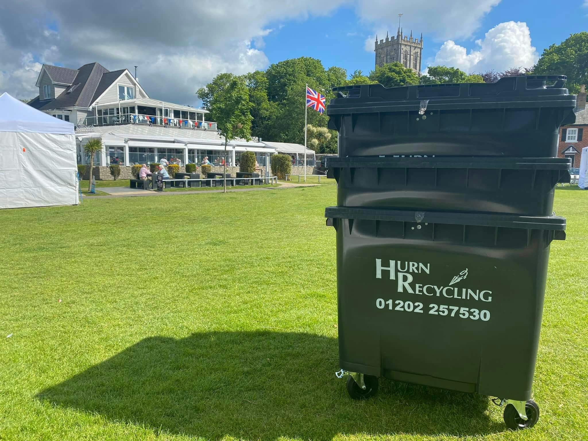 stacked waste bins