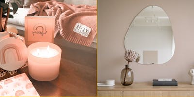 lit candles and mirror in a cosy setting