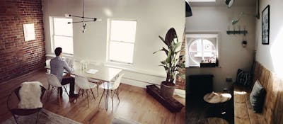 Kamer met houten meubels 