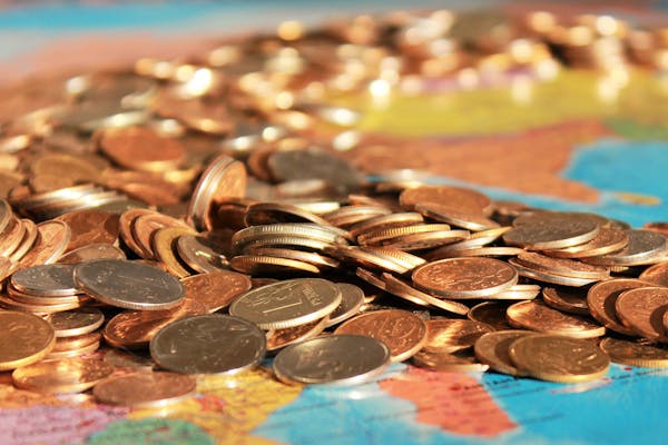 munten op wereldkaart