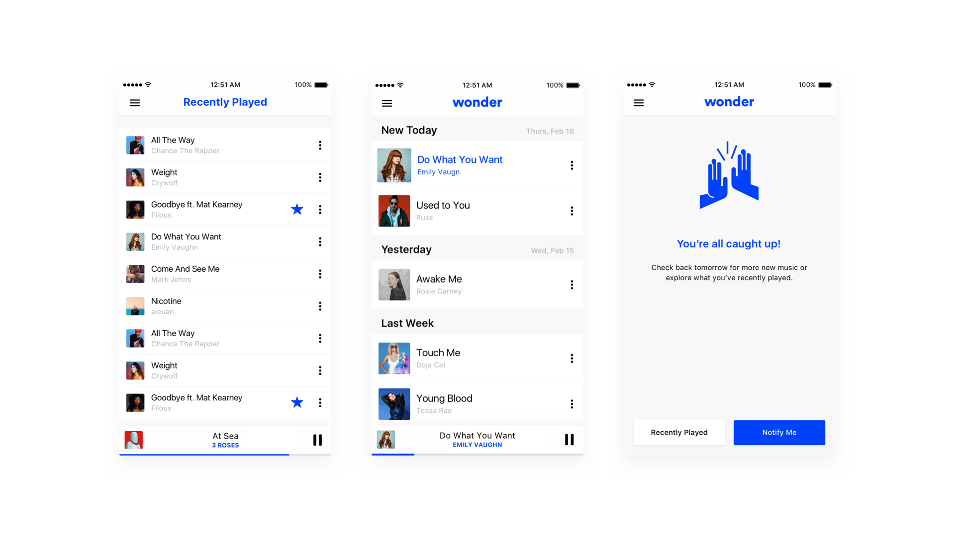 Wonder iOS app screenshots