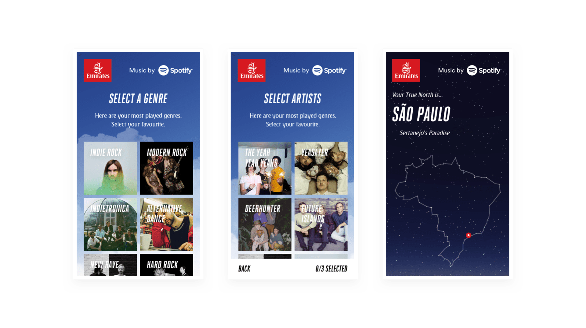 Emirates True North mobile screens