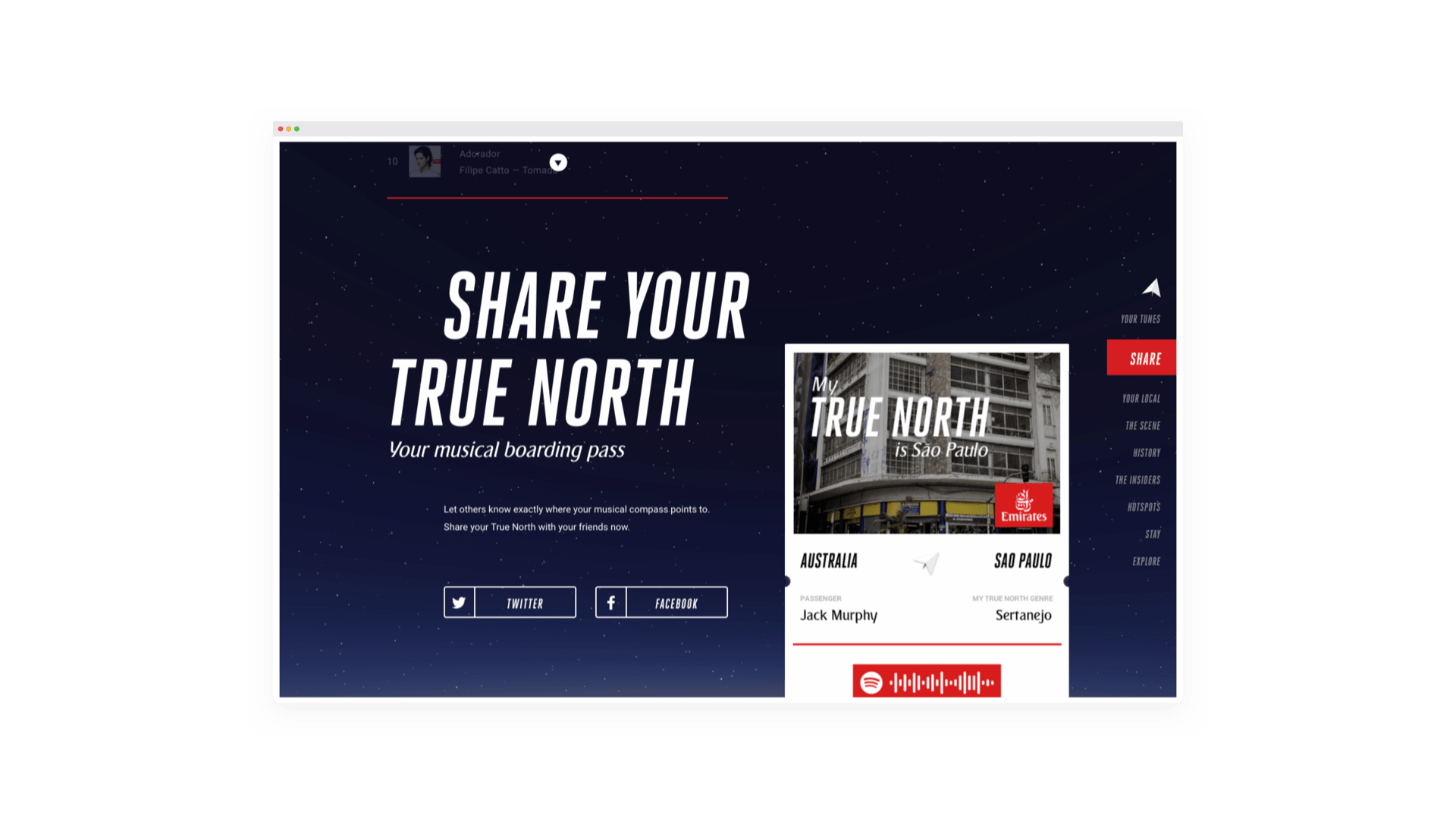 Emirates True North Share Screen