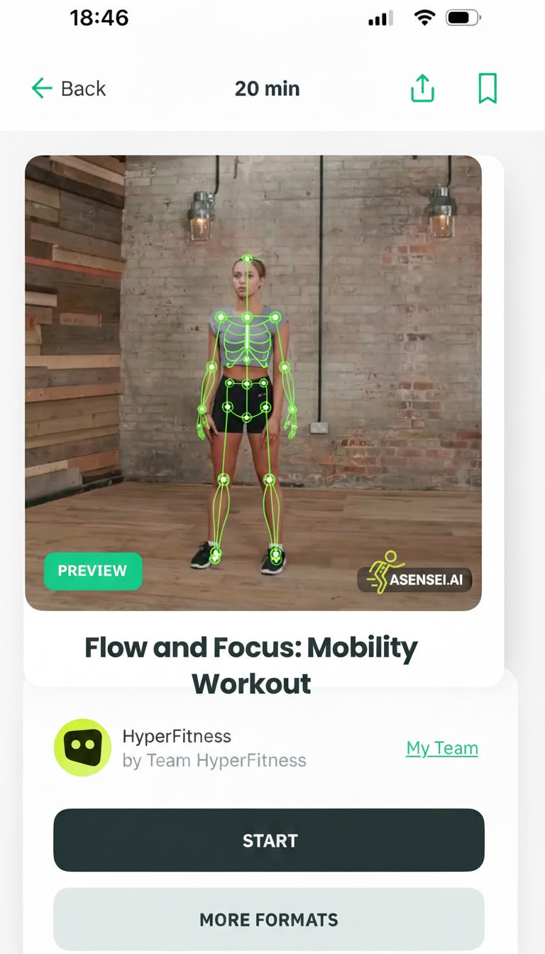 Club workout player with Asensei features