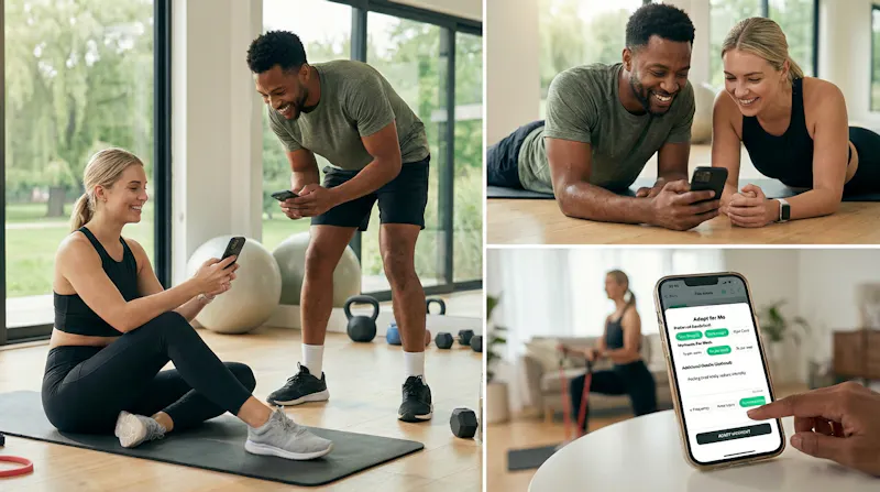 Members checking a workout on their phones