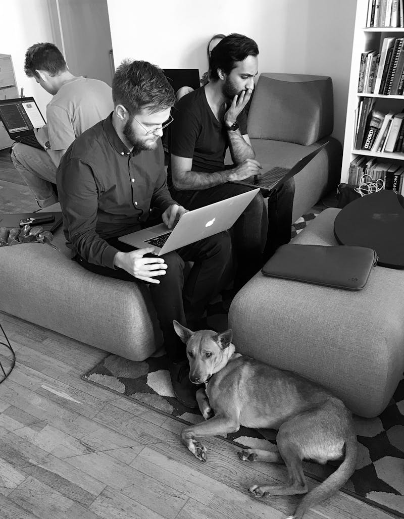 Hyperlab team in a co-working space in Budapest