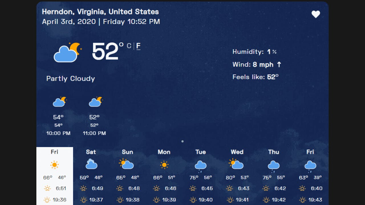 Weather React Application UI Weather React Application UI